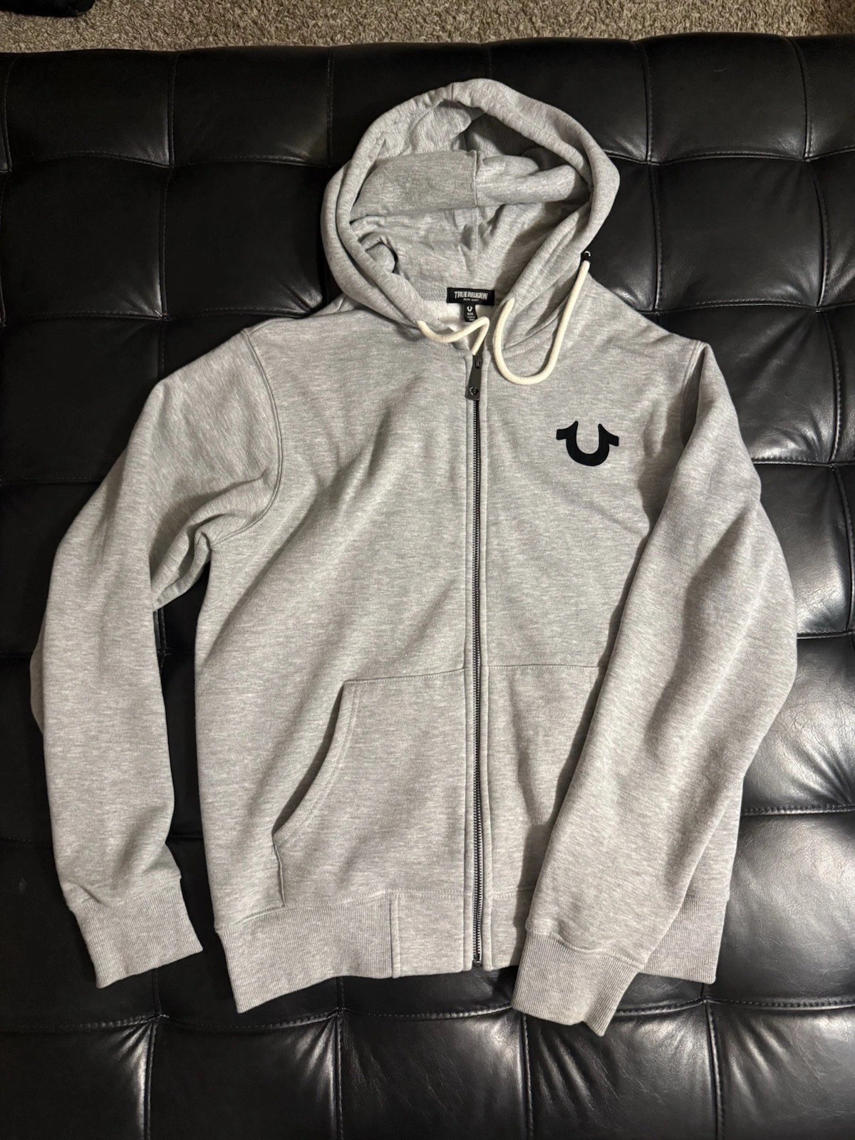 True Religion Men’s Grey Buddha Graphic Hoodie Jacket Medium