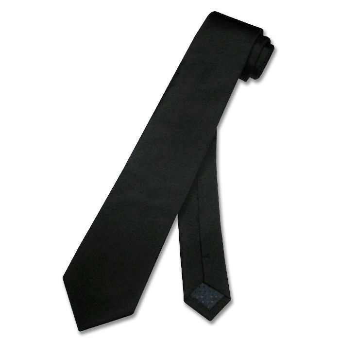 COVONA Narrow NeckTie Skinny BLACK Thin Men’s Neck Tie 2.5″ Wide