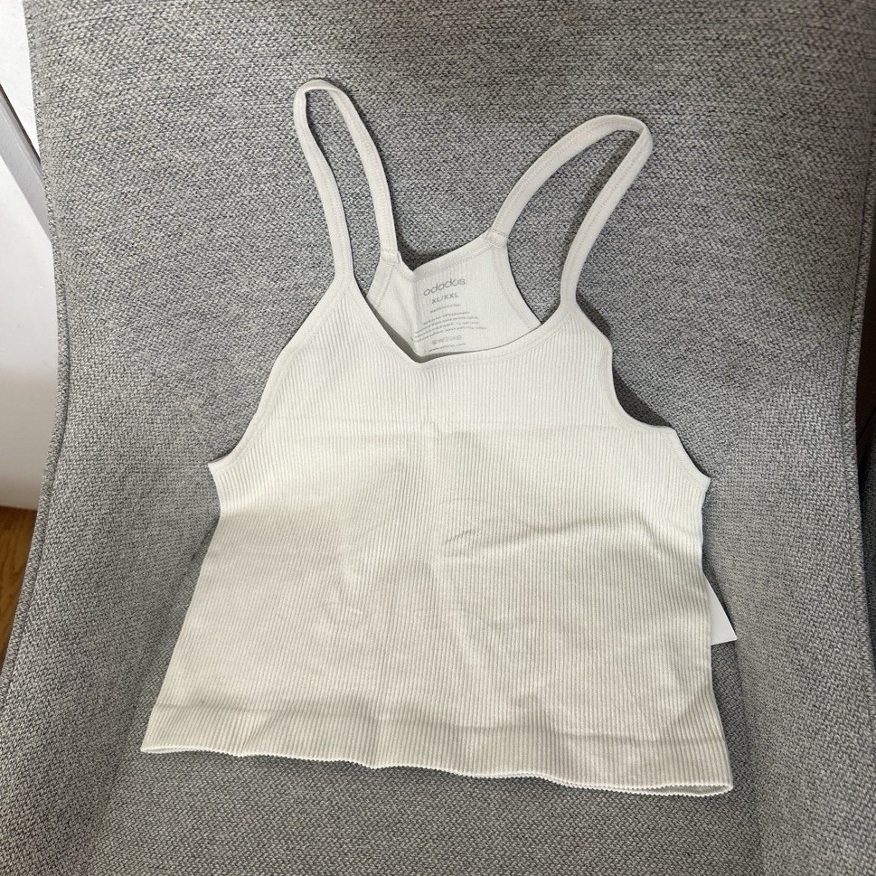 ododos Women’s White Ribbed Knit Scoop Neck Racerback Stretch Tank Top XL/XXL