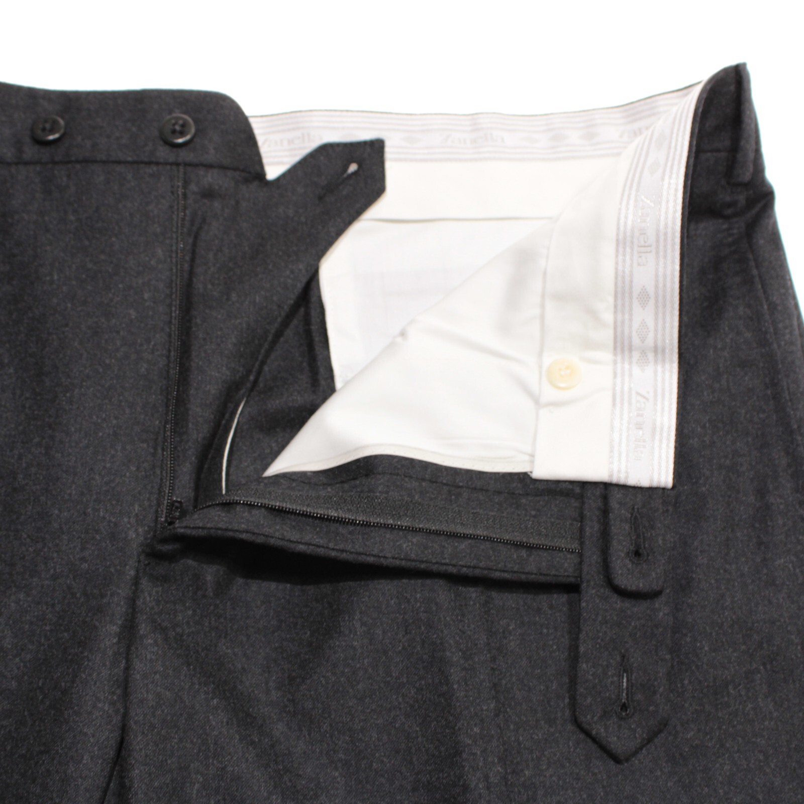 Zanella NWD Dress Pants Size 42 US Devon In Solid Gray 100% Wool