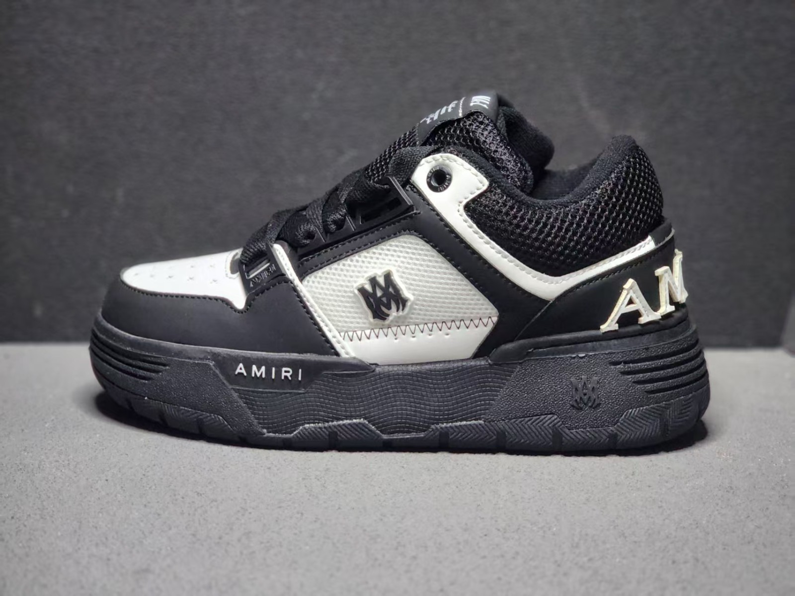 Amiri MA-1 Black White Mesh Panel Skate Sneaker Chunky Platform Rubber Sole 10