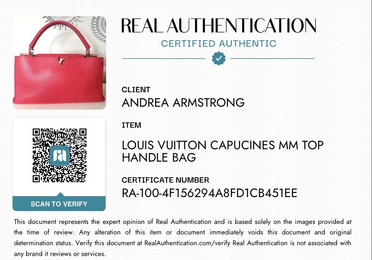 Authentic Louis Vuitton Capucines MM Taurillon Leather Top Handle Bag w/COA