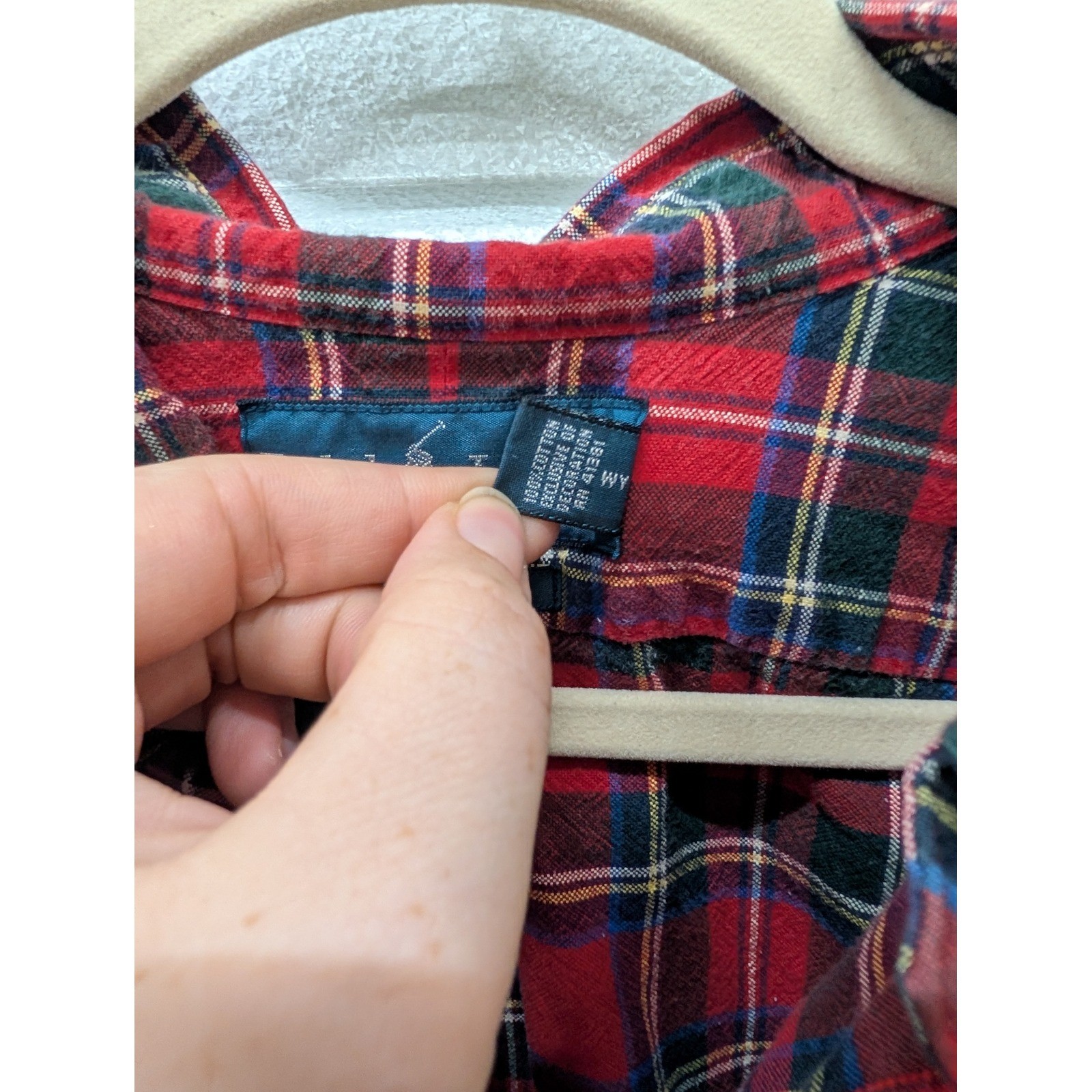 Vintage Ralph Lauren Red Plaid Button Down Long Sleeve Cotton Pony Logo- M