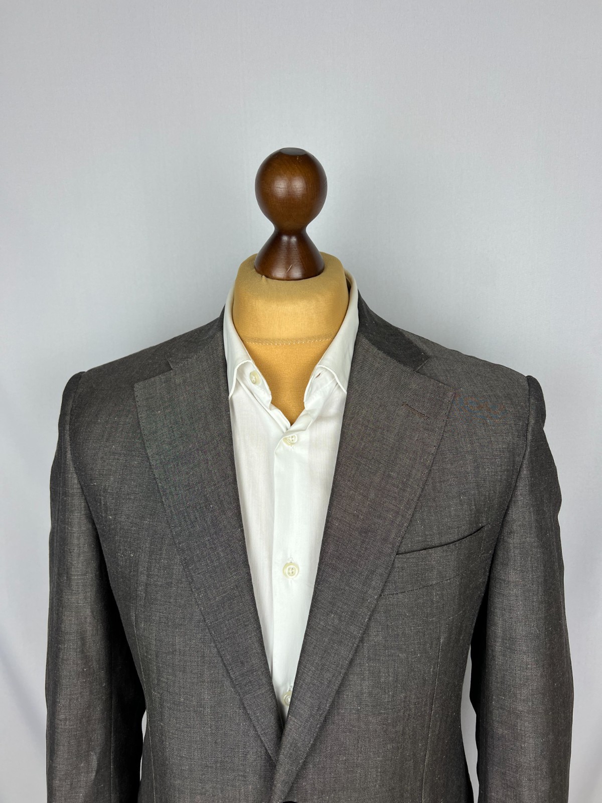 CORNELIANI First Line Solid Brown-Gray LinenWool Modern Sport Coat 38US48IT