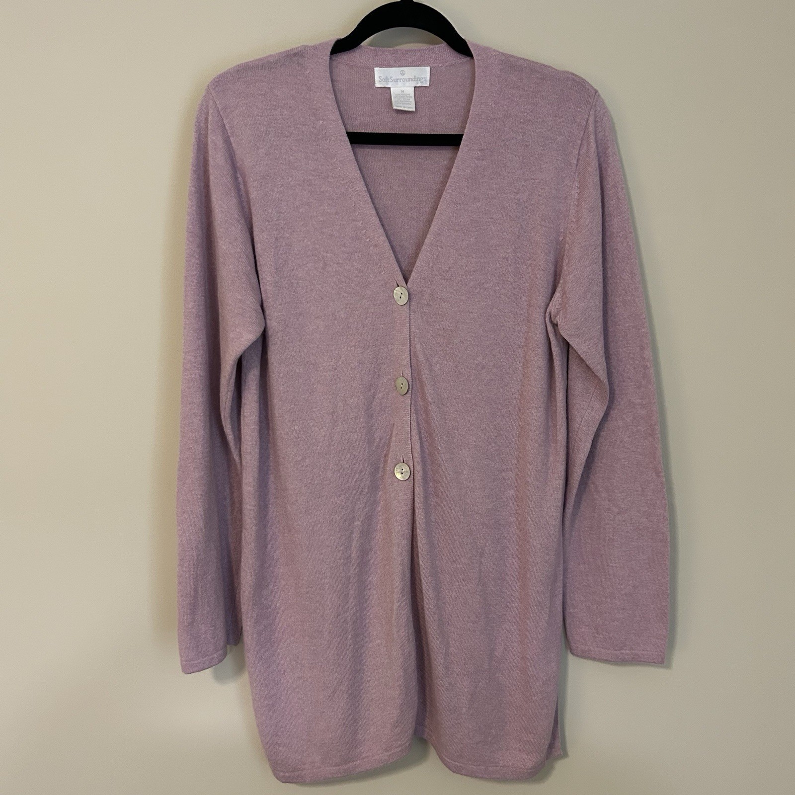 Soft Surroundings Women’s Small Purple Cashmere Angora Long Sweater Cardigan