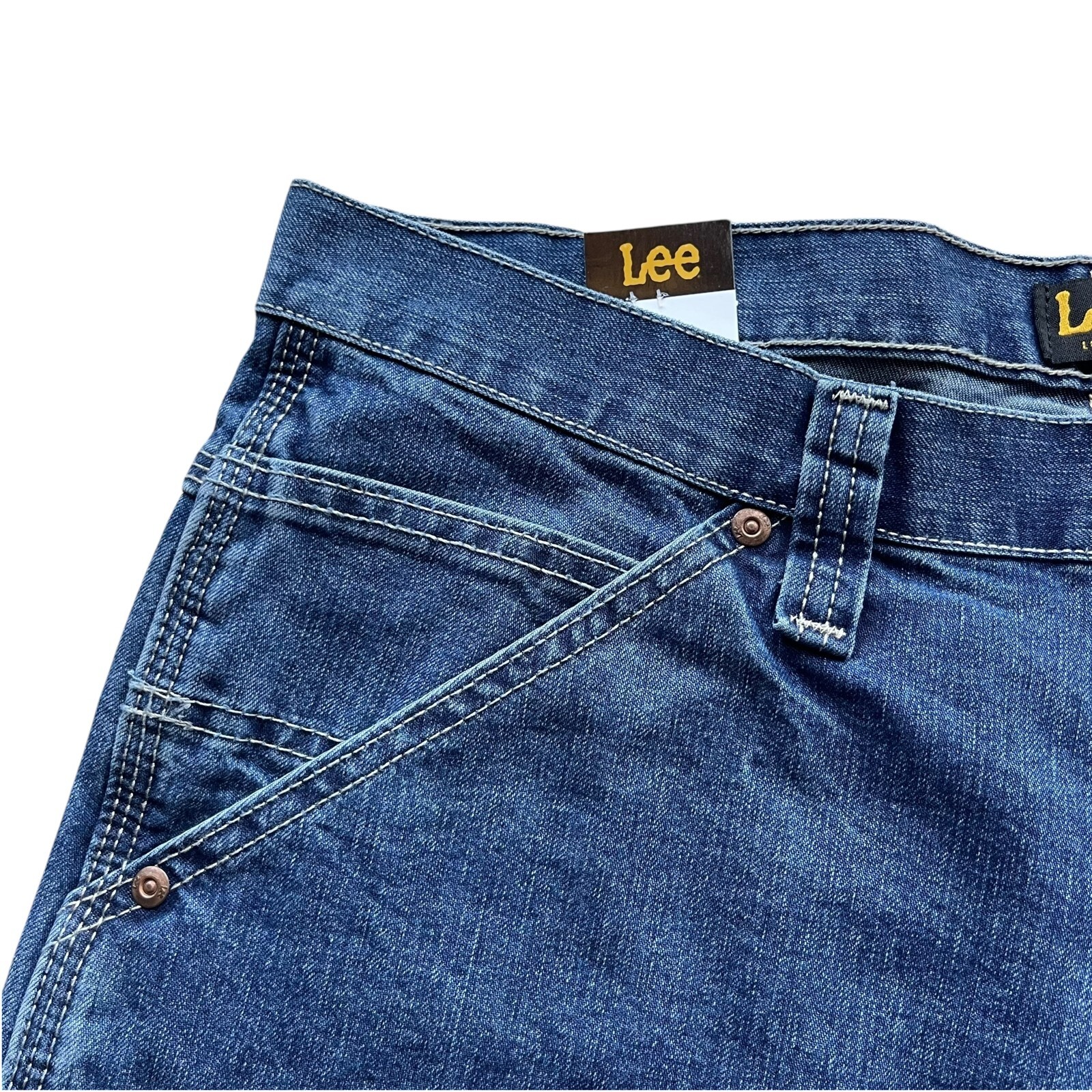 Lee Men’s Stone Wash Straight Leg Loose Fit Cargo Carpenter Denim Jeans 3 Colors