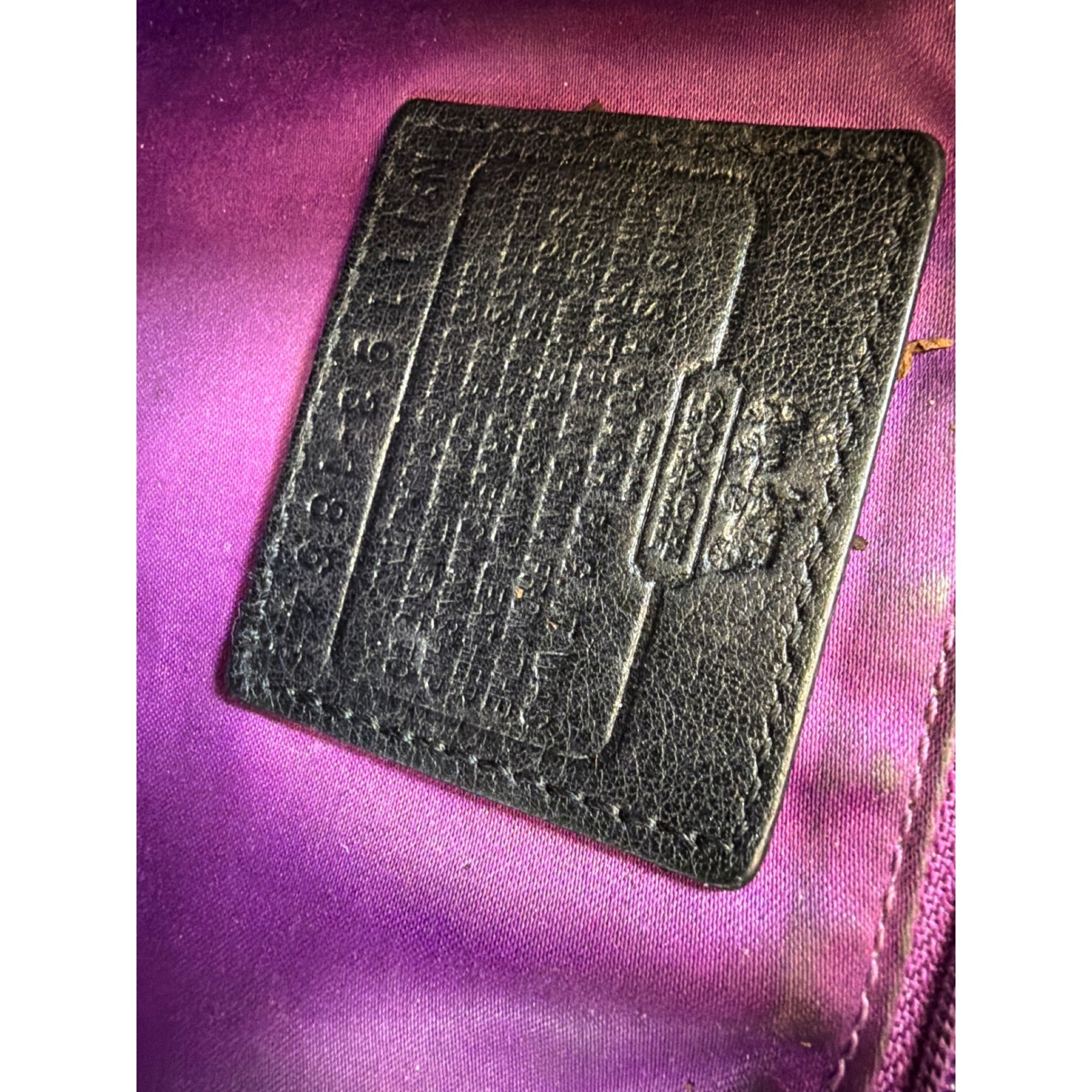 Coach Madison Black Leather Satchel Purple Lining Handbag 18641