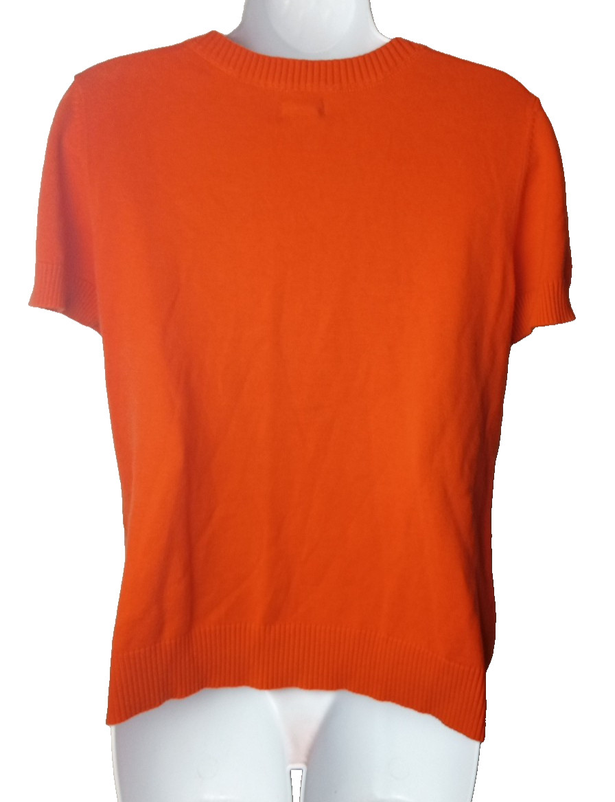 Izod Argyle Short Sleeve Orange Sweater Size M