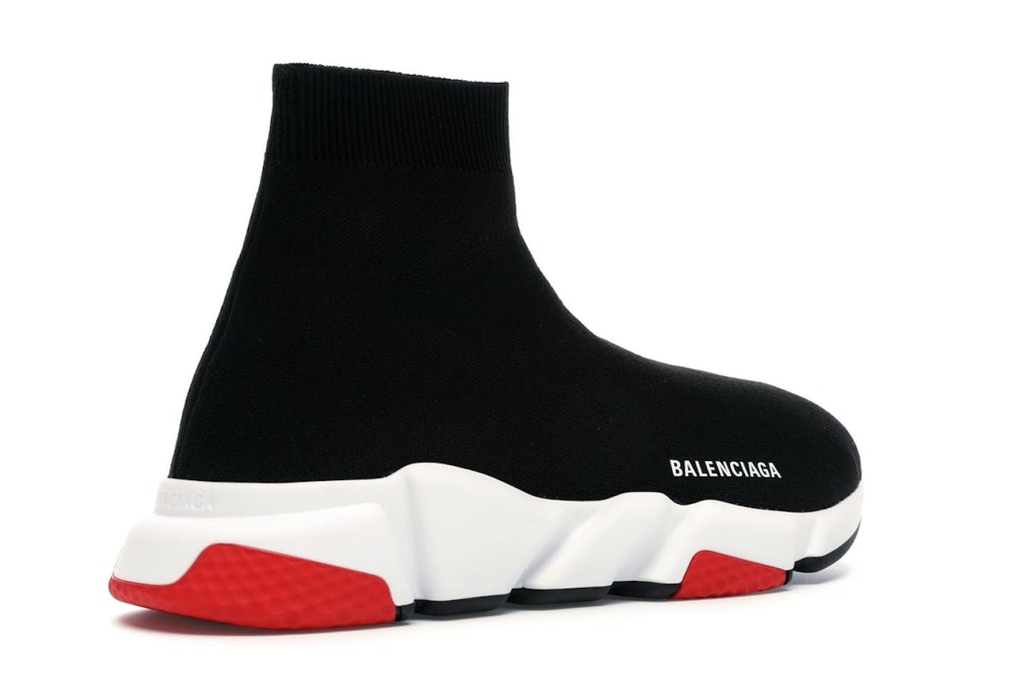 Balenciaga Speed Sock Sneaker Slip-On High Top Knit Logo Black White Red