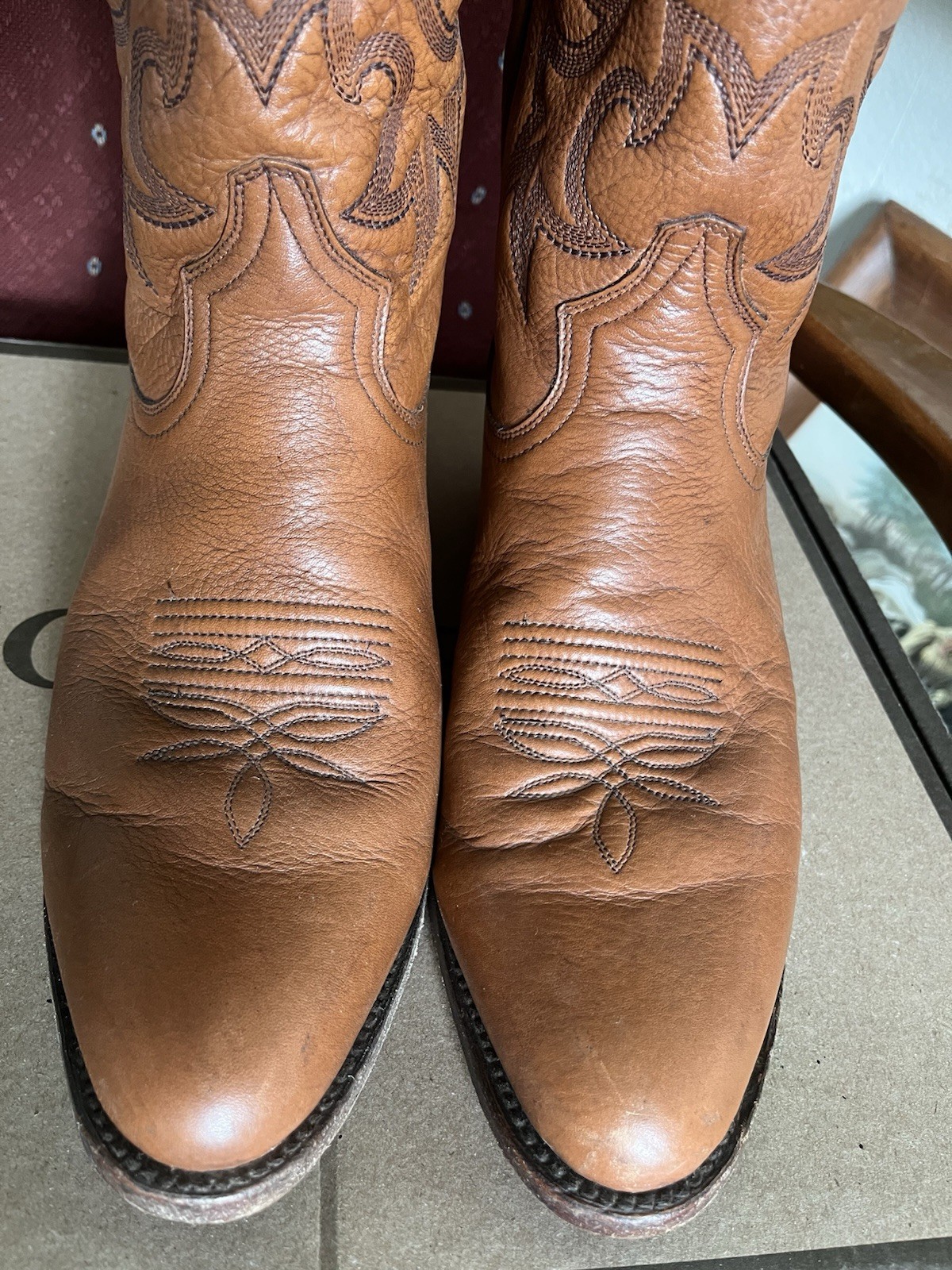 Stetson Sharp 11D Mens R Toe Western Cowboy Boots W/Box Made In USA
