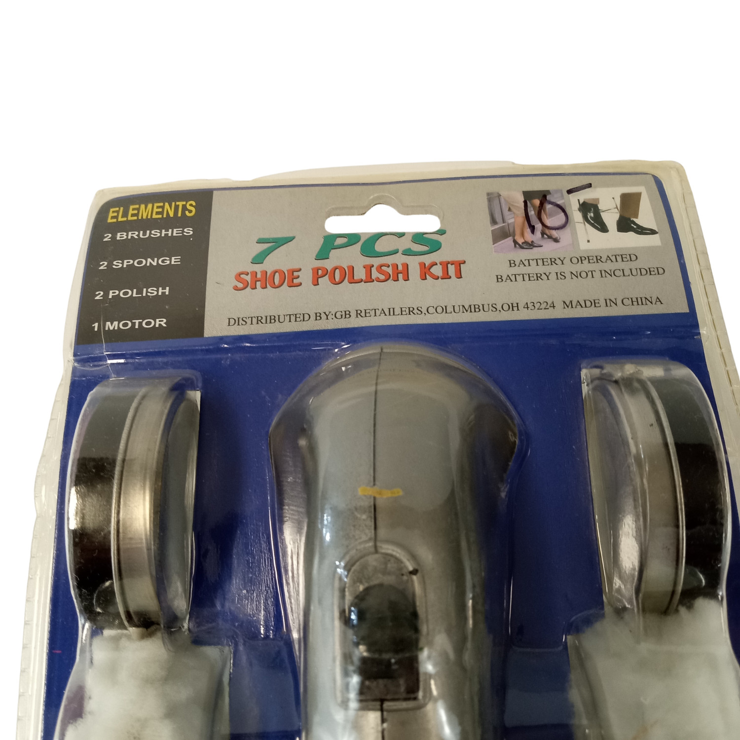 7 Piece Electric Shoe Polish Kit Battery Operated Shoe Shine Brush Set
