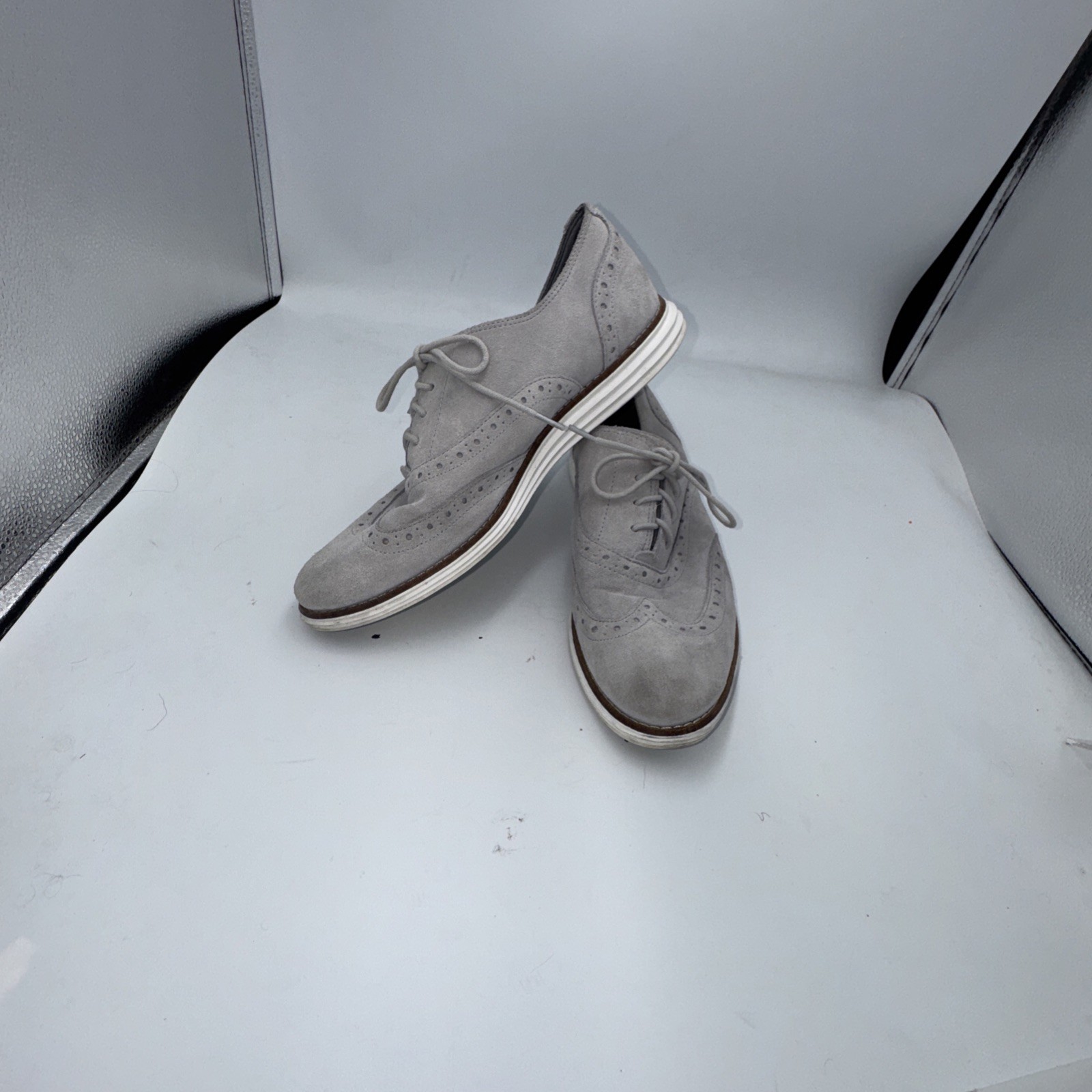 Cole Haan Grand.OS Waterproof Wingtip Oxfords Mens 8.5 B Gray Dress Shoes