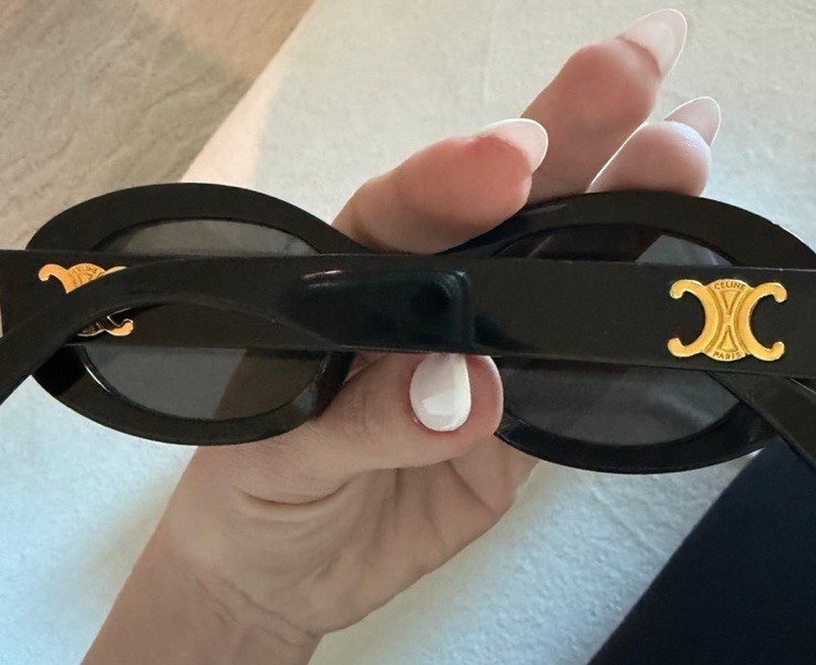 CELINE CL40194U Triomphe Sunglasses Black Oval Plastic Frame Tinted 145mm