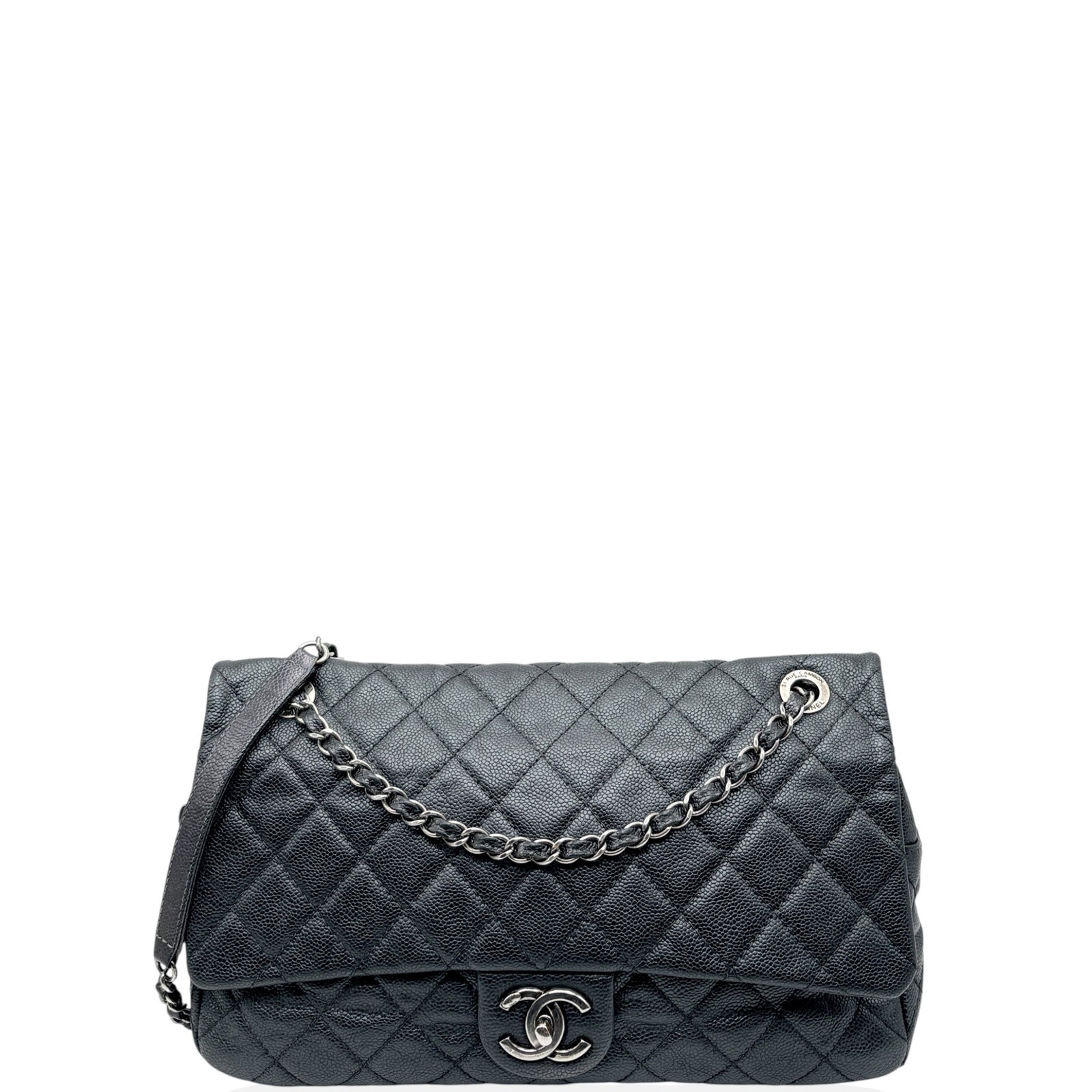 Chanel Quilted Flap Bag Silver Iridescent Grained Calfskin (hs040926a2)