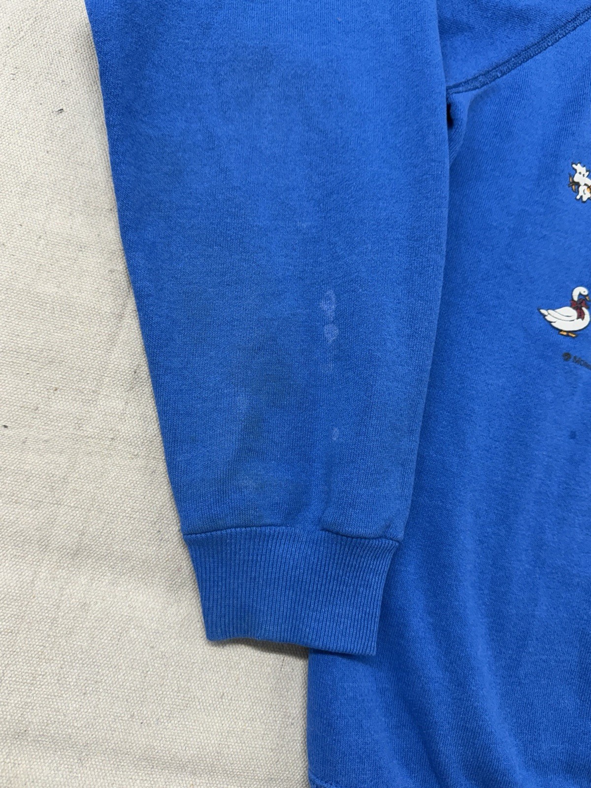 Vintage 80s Farm Animals Collared Sweatshirt Size Large Blue USA Picket And Post