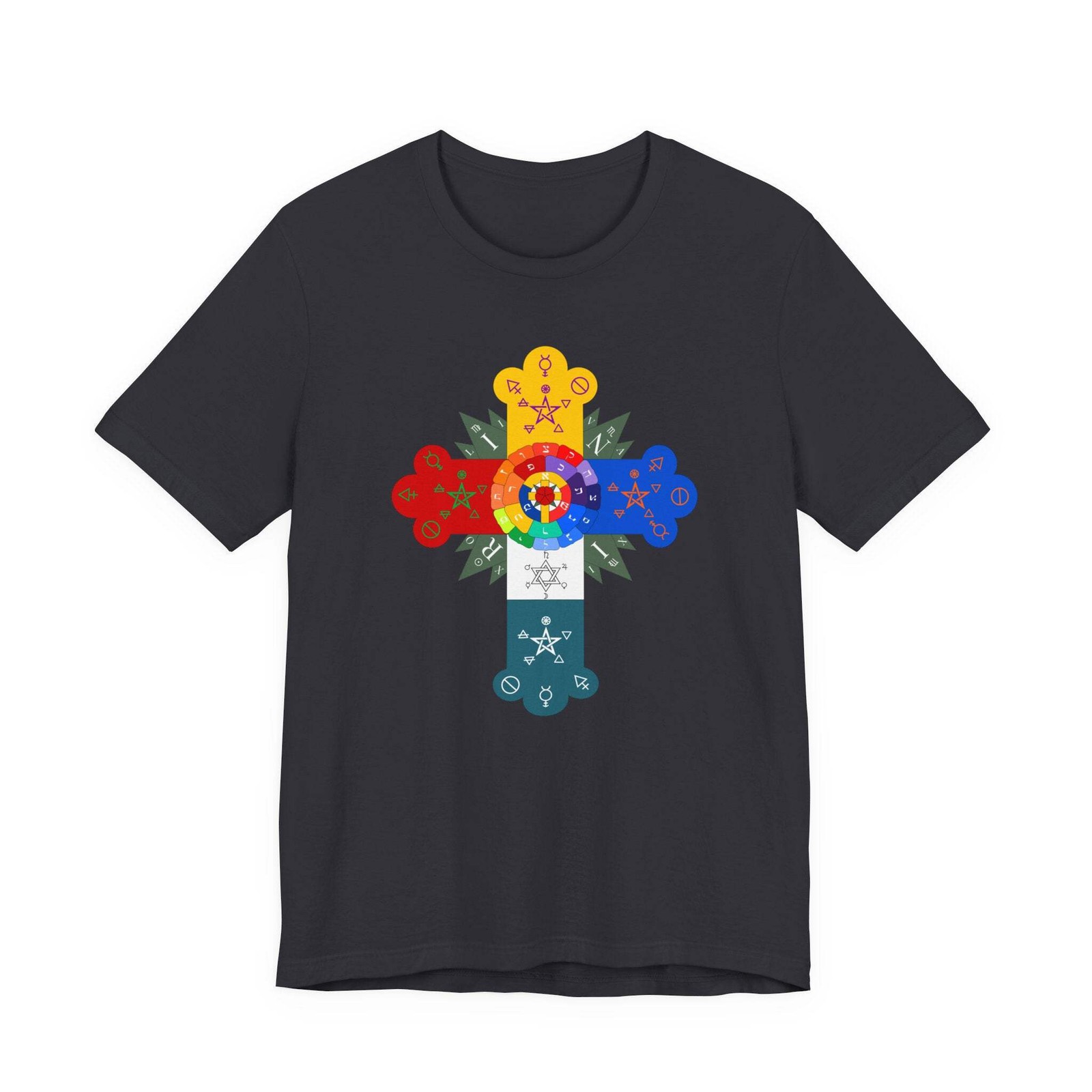 Rosy Cross Esoteric Symbols Graphic T-Shirt | Occult Art Tee