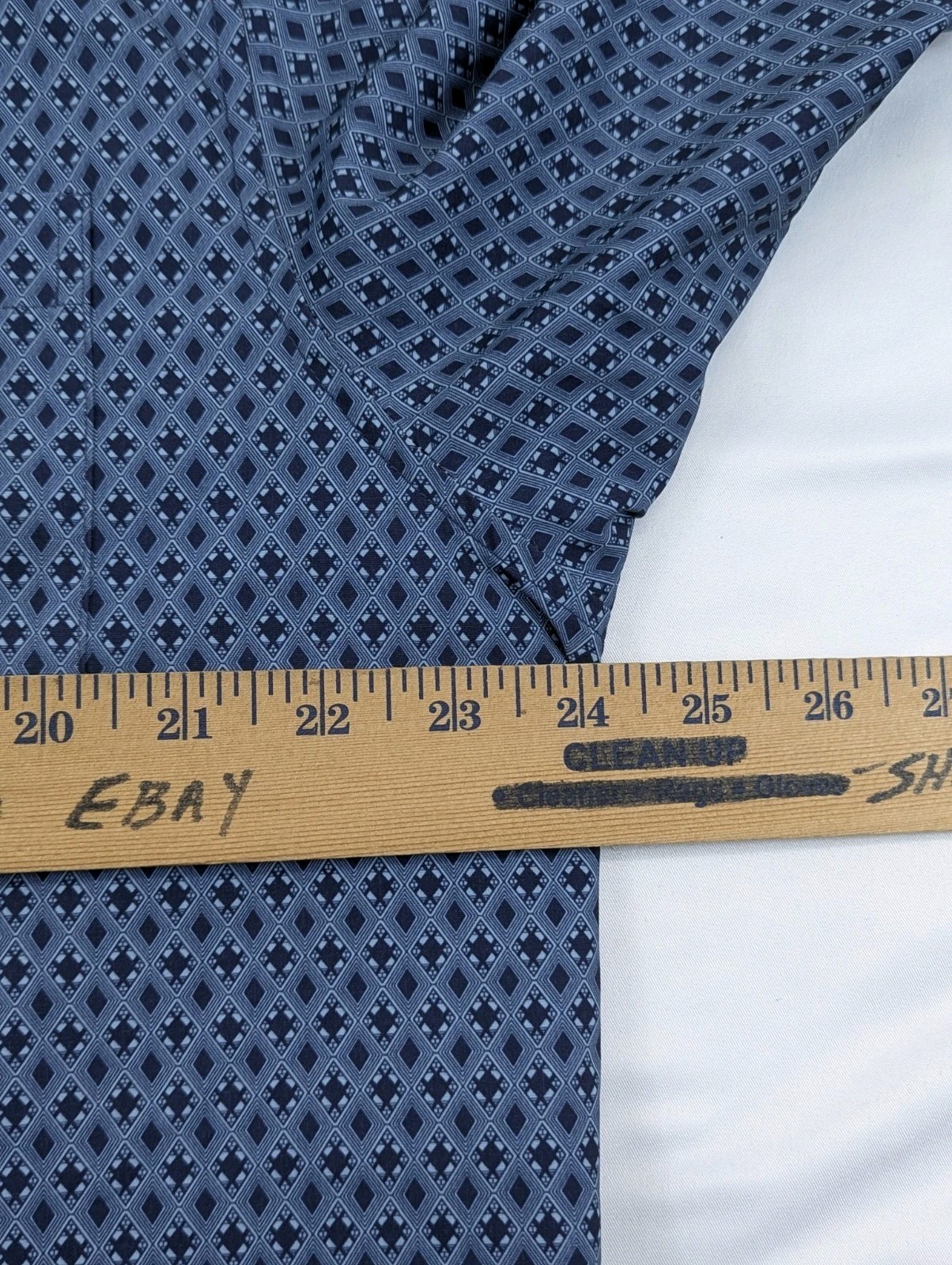 7 Diamonds 4 Way Stretch Shirt Mens 2XL Geometric Blue Button Up Short Sleeve