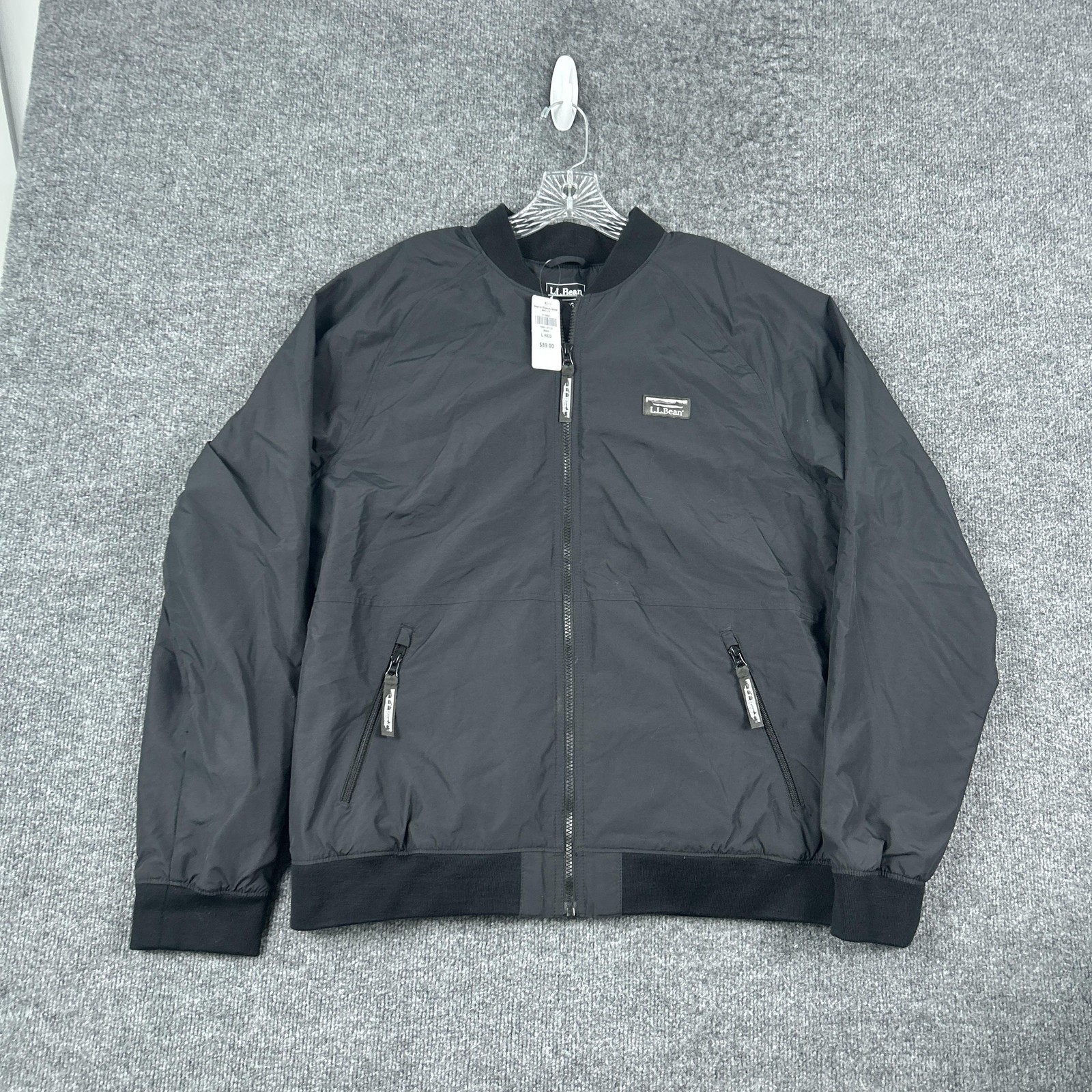 LL Bean Bean’s 3 Season Jacket Mens Large Black Nylon Bomber Full Zip Lined
