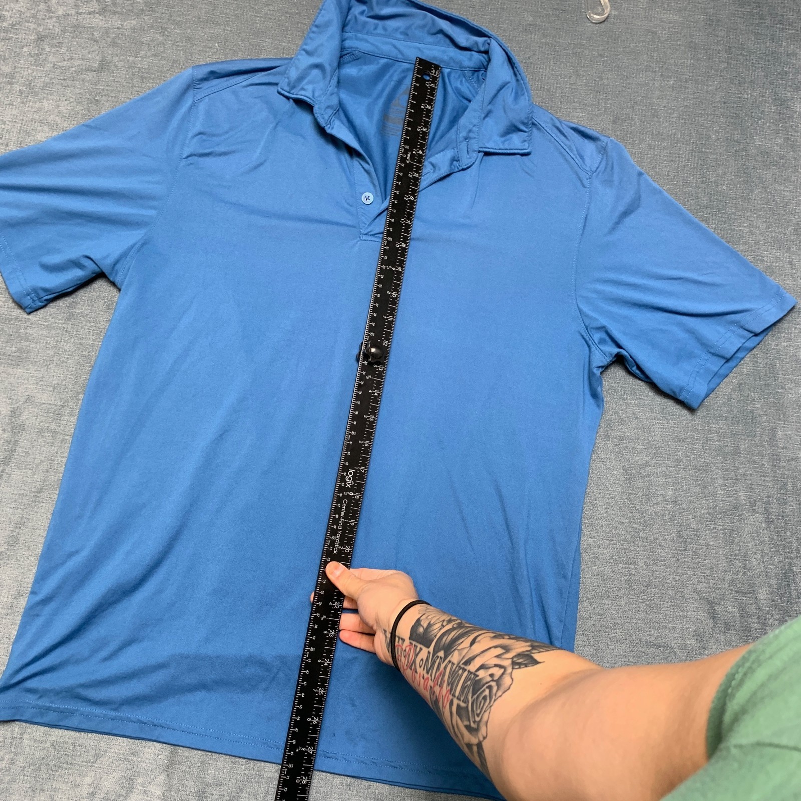 Gerry Performance Polo Shirt Men Medium Blue Brushed Knit Golf Tennis Pullover