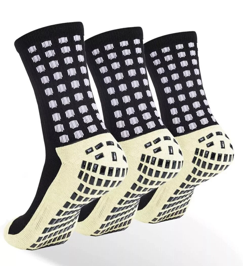 3 Pair Sport Socks Anti Slip W/ Grip Soccer Men Football Basketball Sock Premium