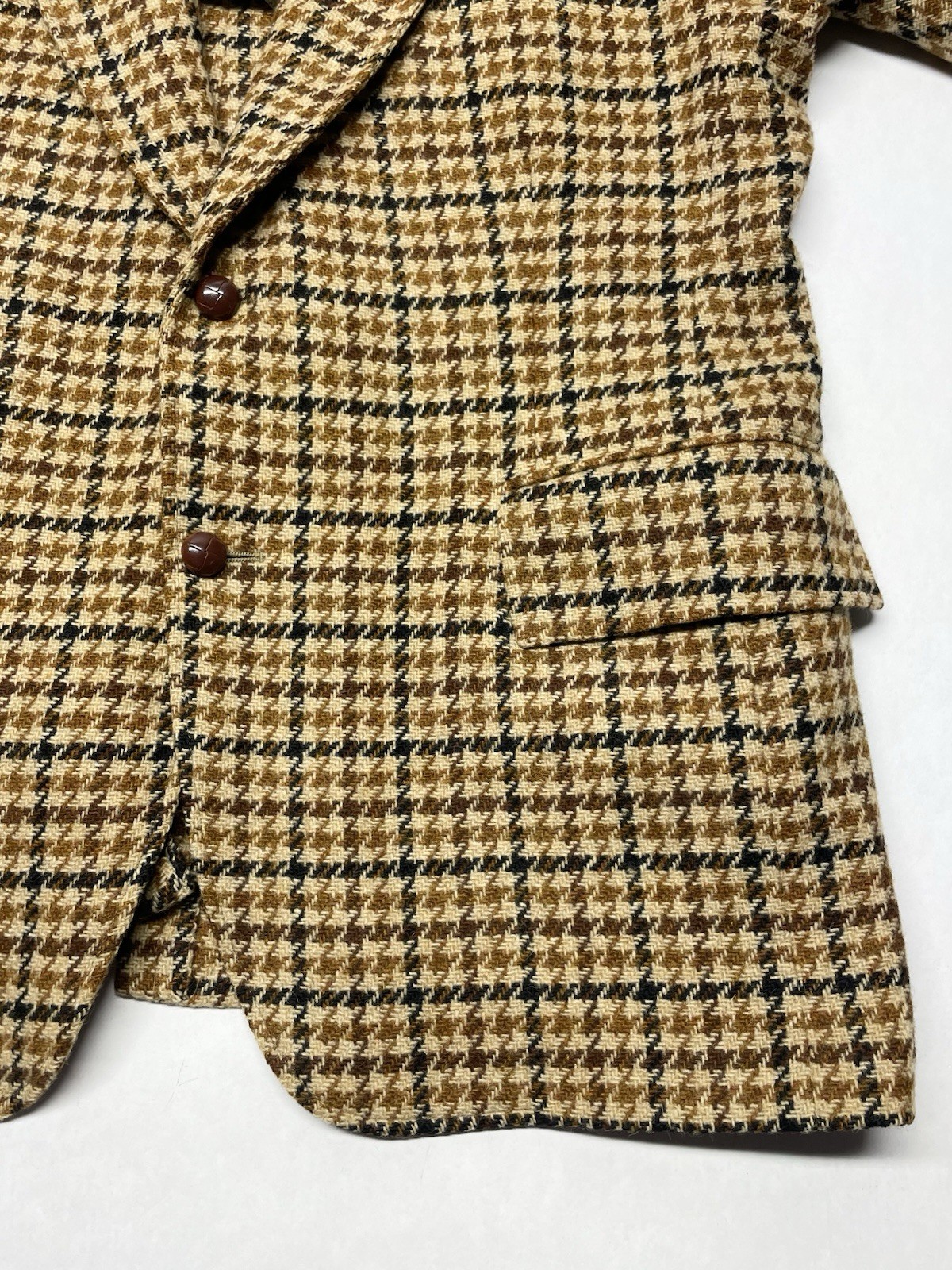 VTG Brown Plaid Elbow Patches Blazer Jacket Men 44” Preppy Hipster Retro 70s 80s