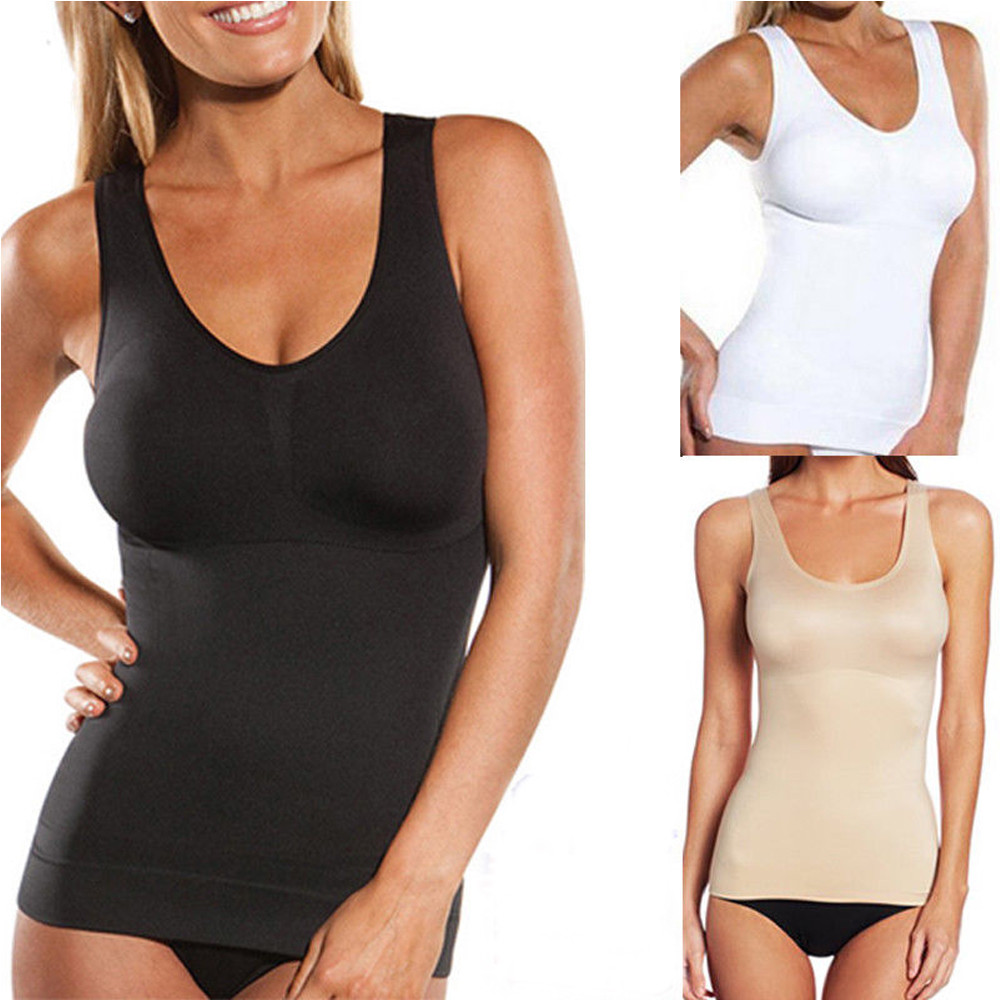 Women’s Seamless Cami Body Shaper Bra Tank Tops Firm Tummy Control Slim Camisole