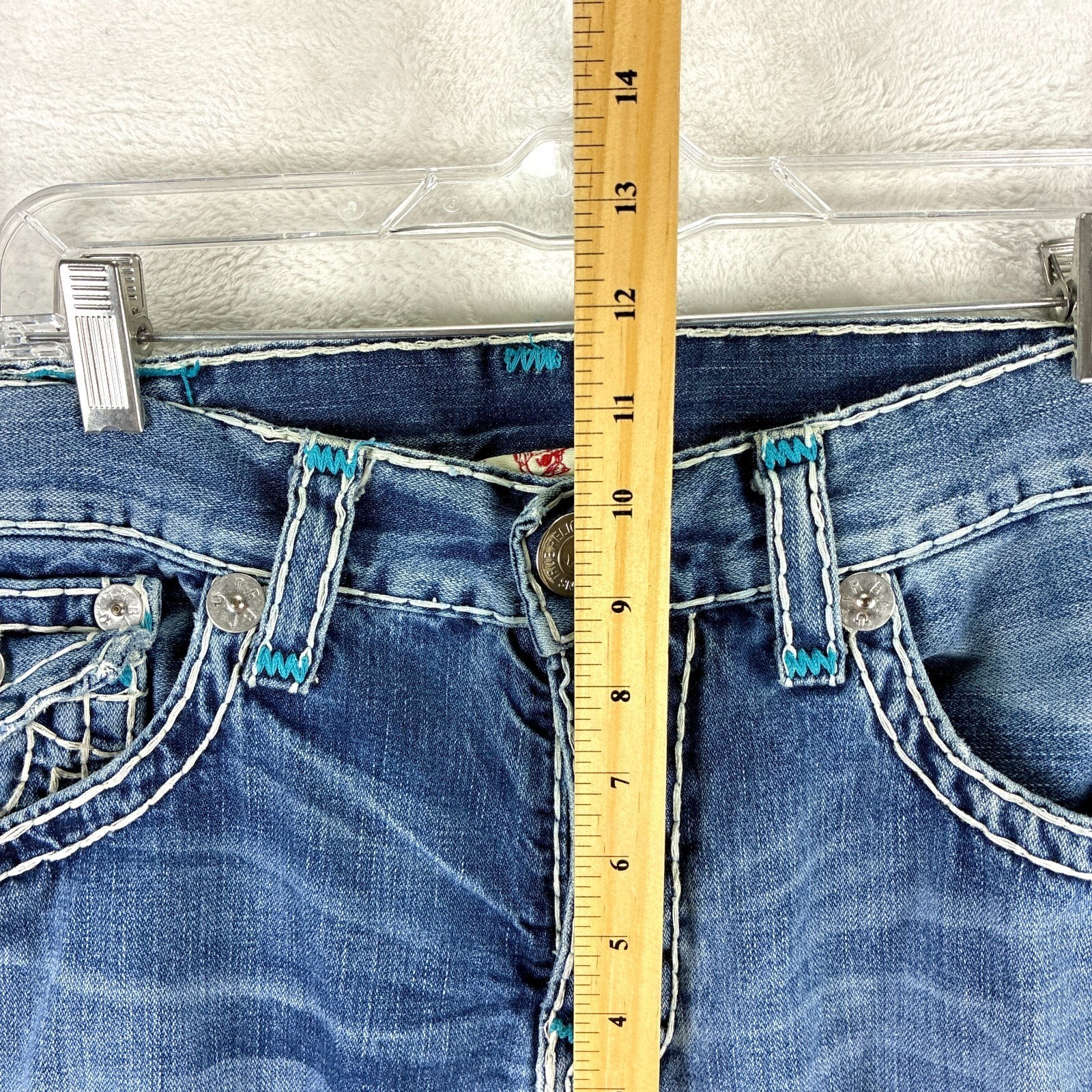 VTG True Religion Jean Men 36 Ricky Super T Faded Whiskered Thick Stitch Y2K USA