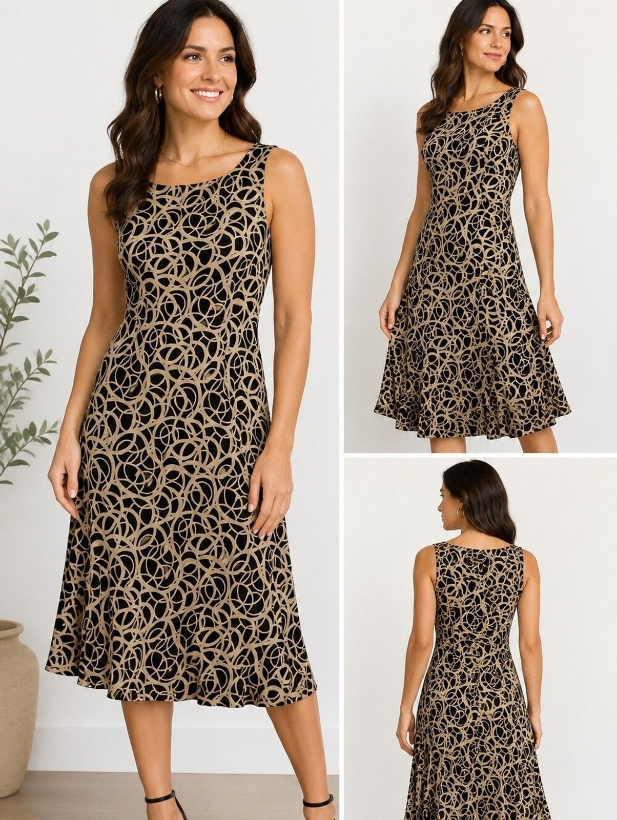 Diane von Furstenberg 100% Silk Abstract Print Dress Size 8