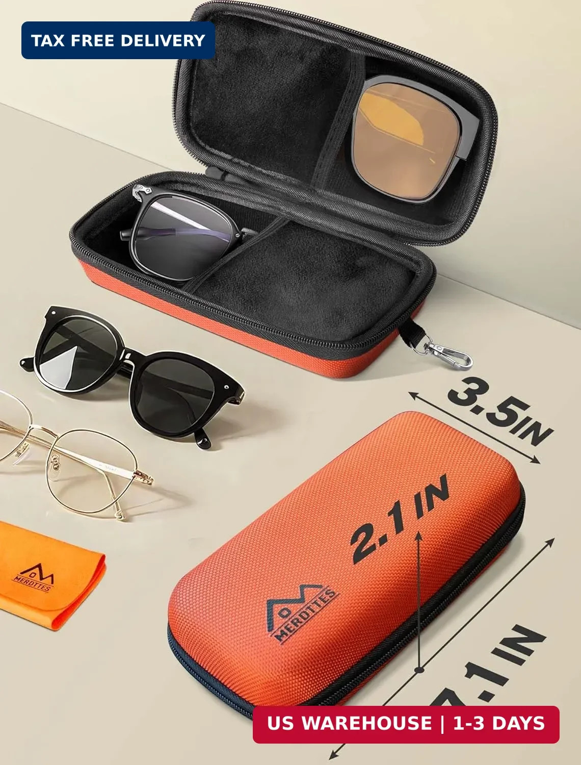 Large Double Eyeglasses Case, Shockproof Hard EVA Shell Dual Sunglasses Organize