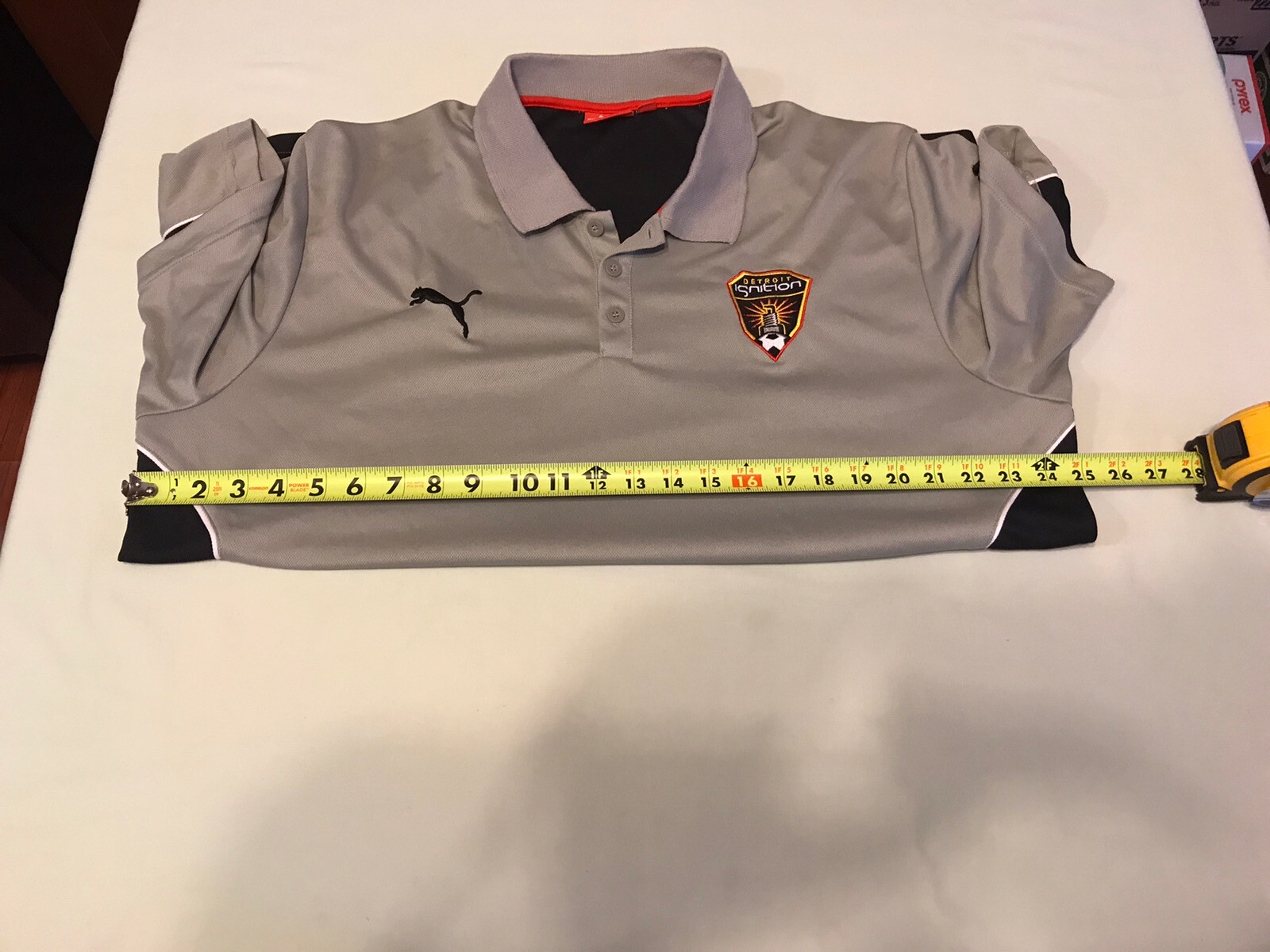 PUMA Men’s POLO Golf Shirt Gray Black Polyester XL – Detroit Ignition Soccer