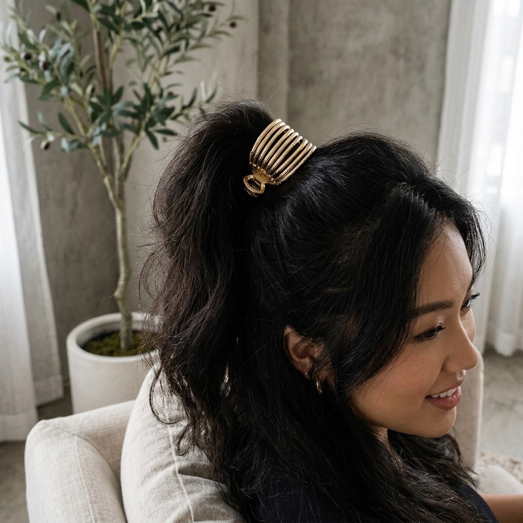 Minimalist Metal Shark Hair Claw Clips, 3-Piece High Ponytail Hair Claw Set