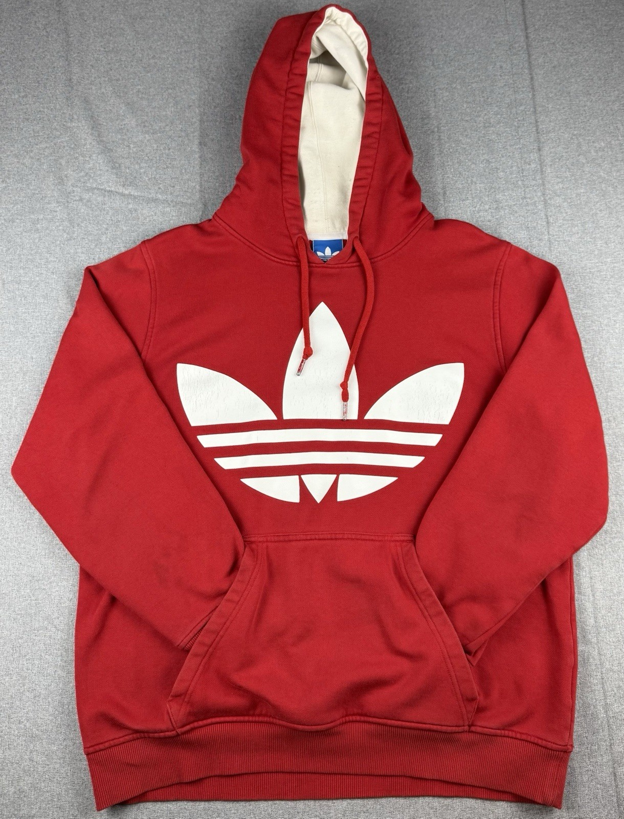 Adidas Originals Trefoil Hoodie Red White Logo Pullover Mens Medium