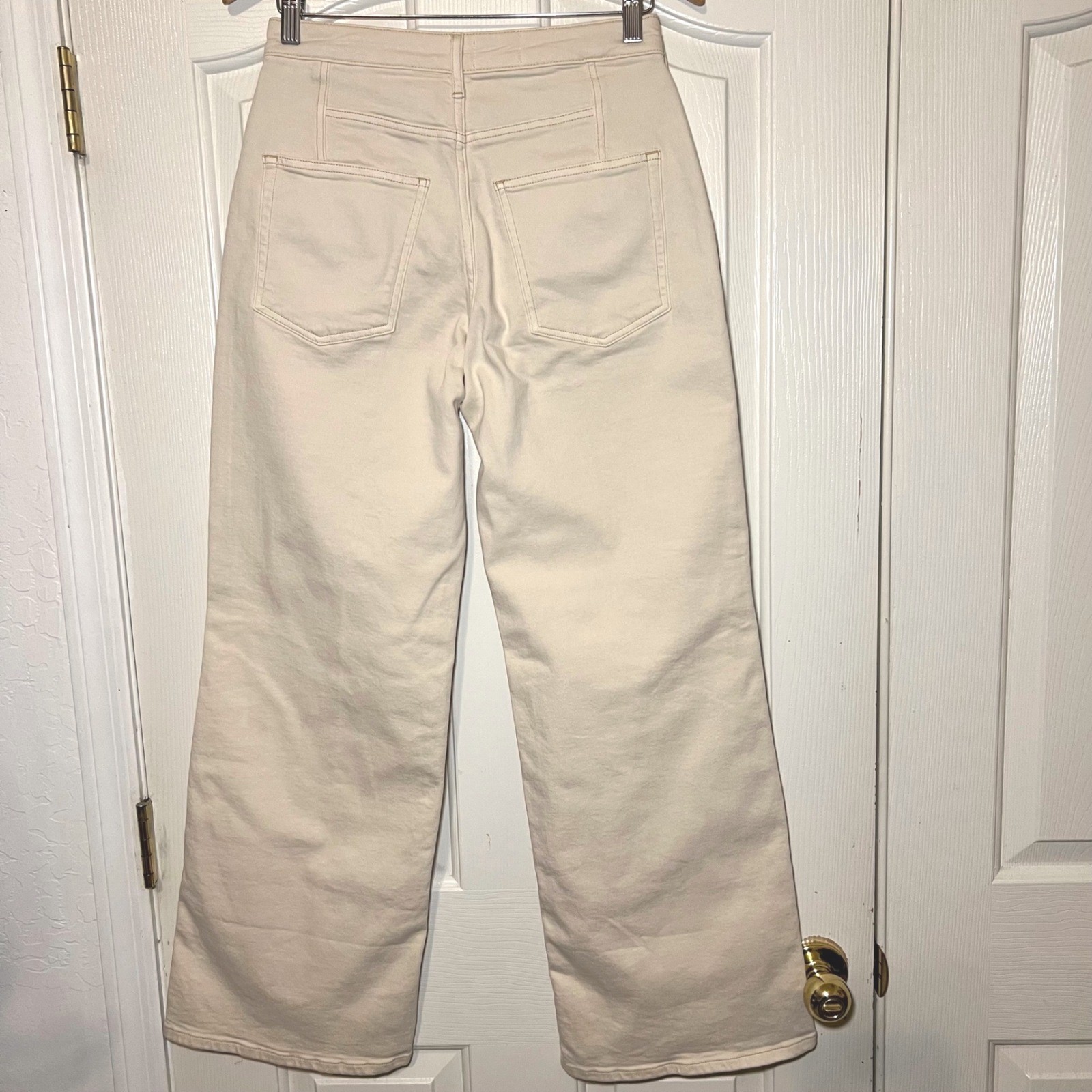 Anthropologie Pilcro Cuffed Crop High-Rise Wide-Leg Cream Color Size 27