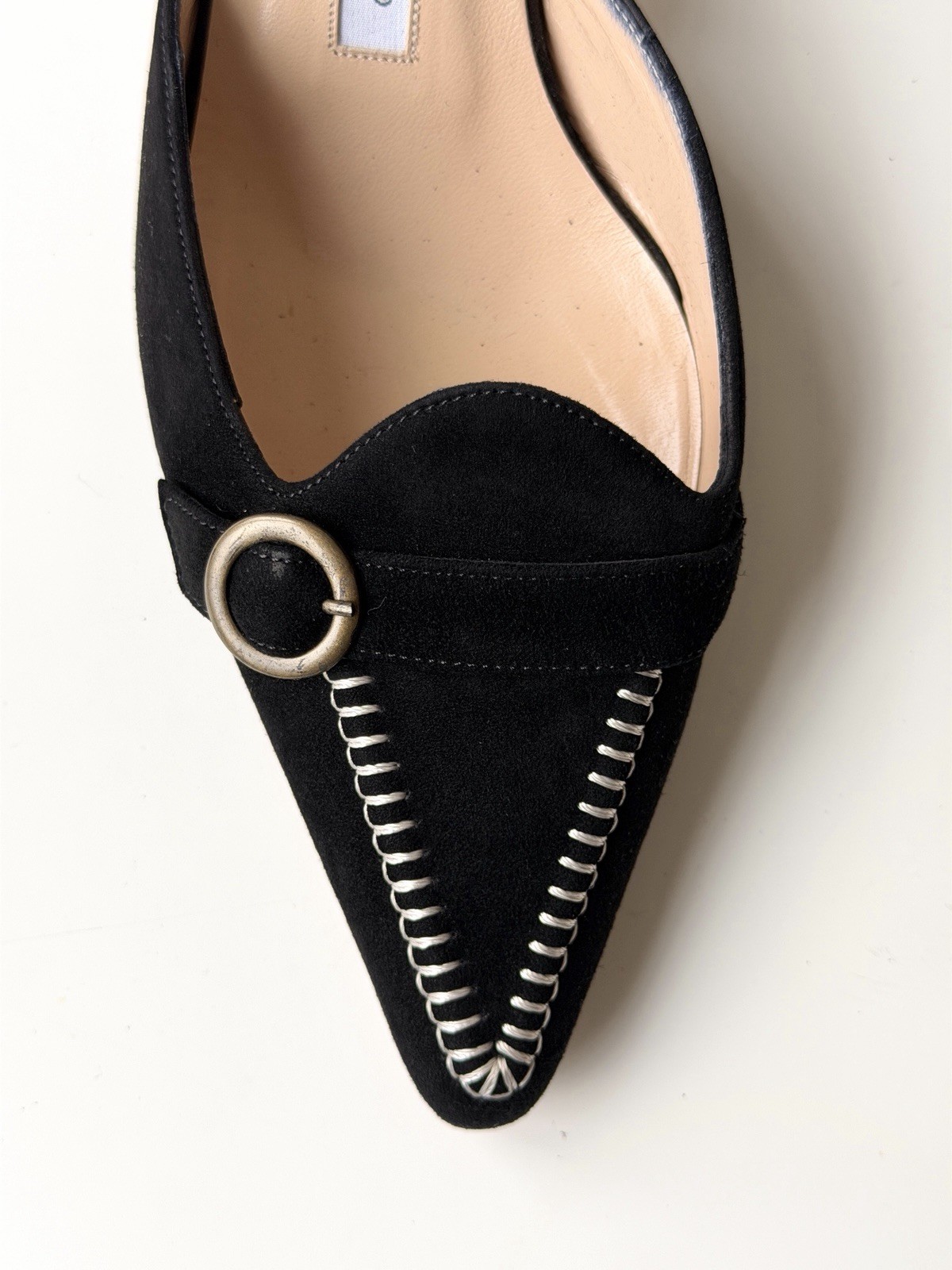 Manolo Blahnik vintage black suede mules, IT 38, ~ US 7.5-8, kitten heel: 2”