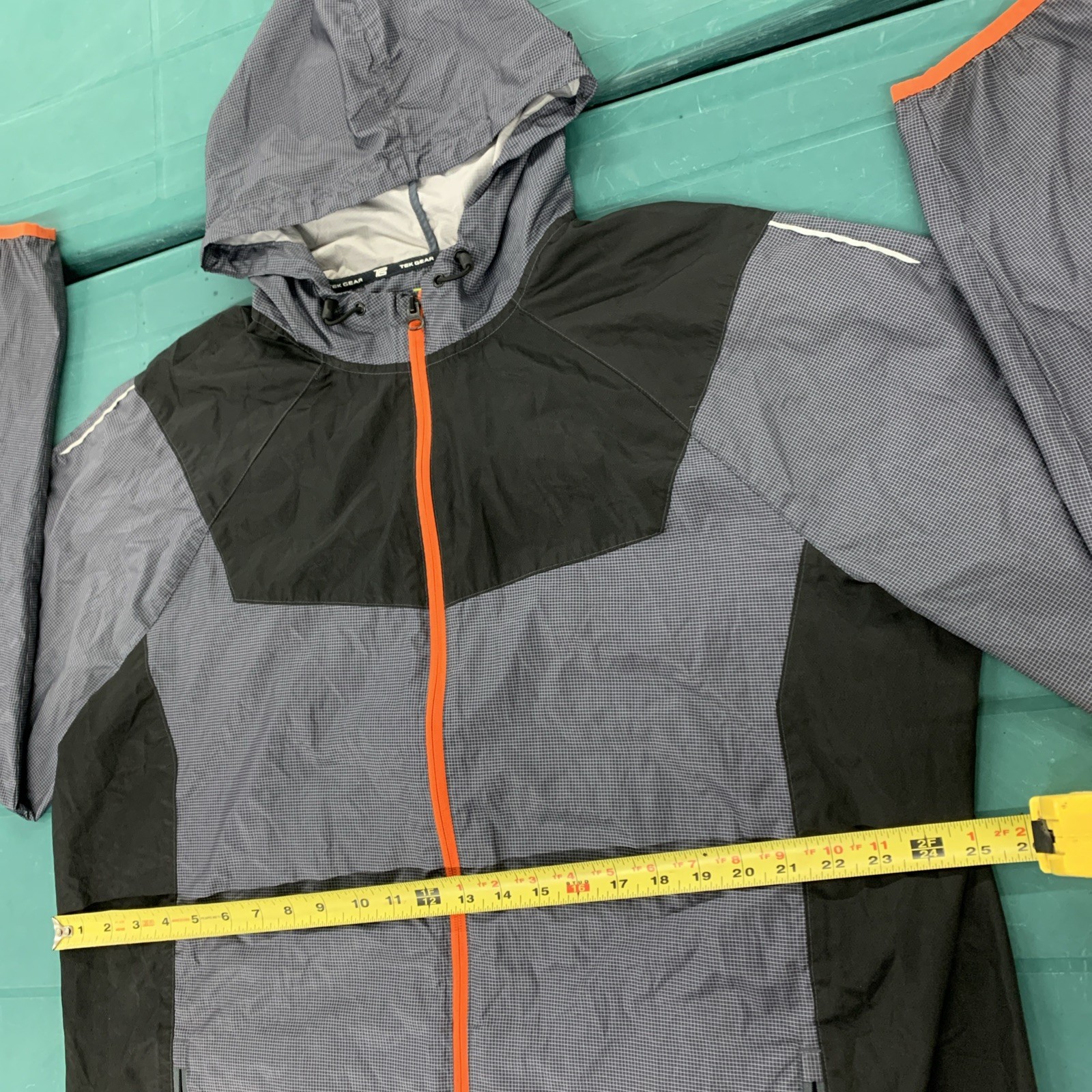 TekGear XXL Charcoal Gray/Orange Jacket Reflective Stash Pocket Skater Ravers
