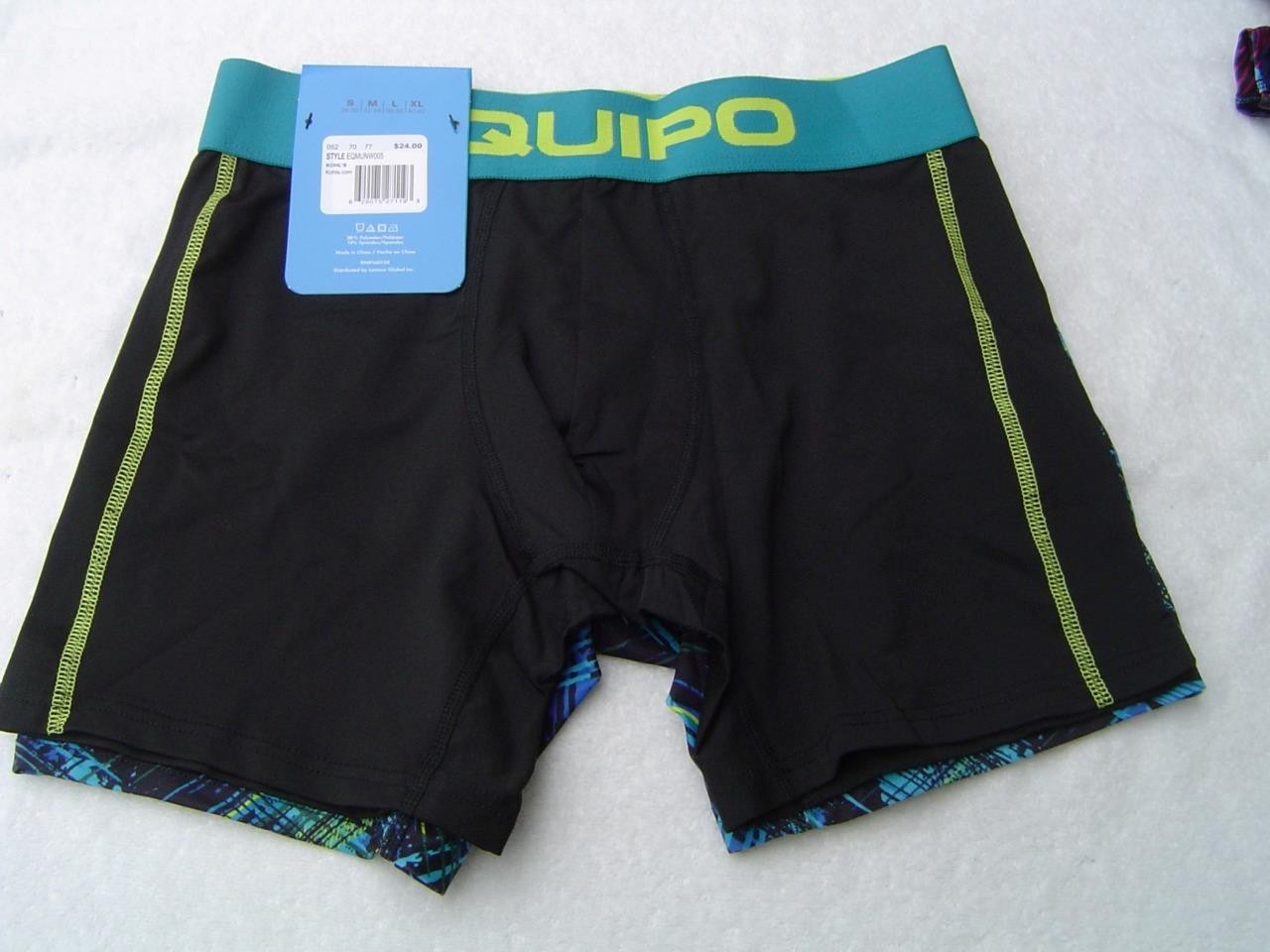 NEW MENS 2 PACK EQUIPO BOXER BRIEFS BLUE/MULTI AND BLACK SIZE SMALL 28-30