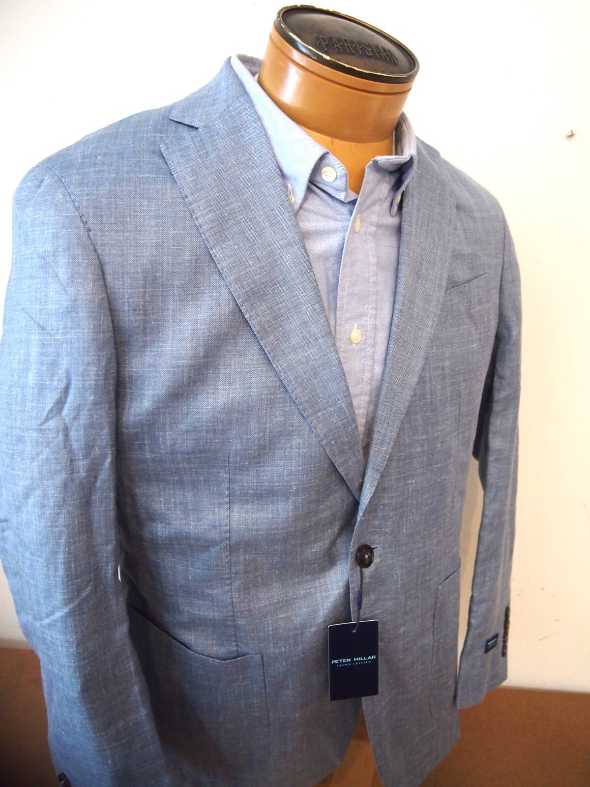 Peter Millar Wool Silk Linen 2 Button Gavin Herringbone Sport Coat NWT 40R $1295