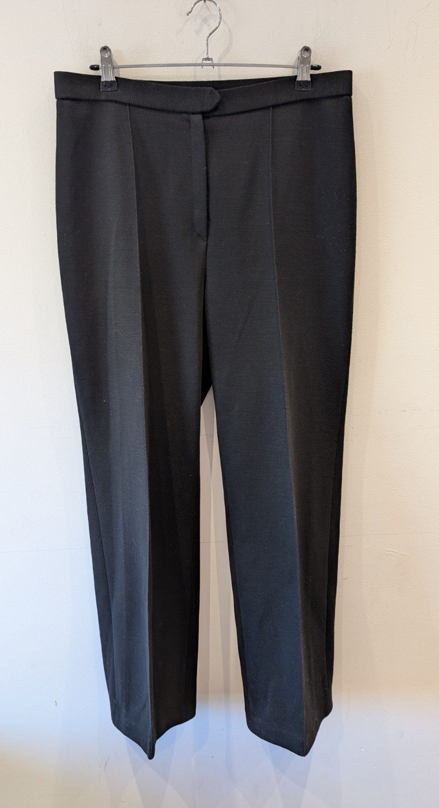 Vintage Trevira Ladies Wool Blend Straight Leg Trousers Black W30″ L28″ GC