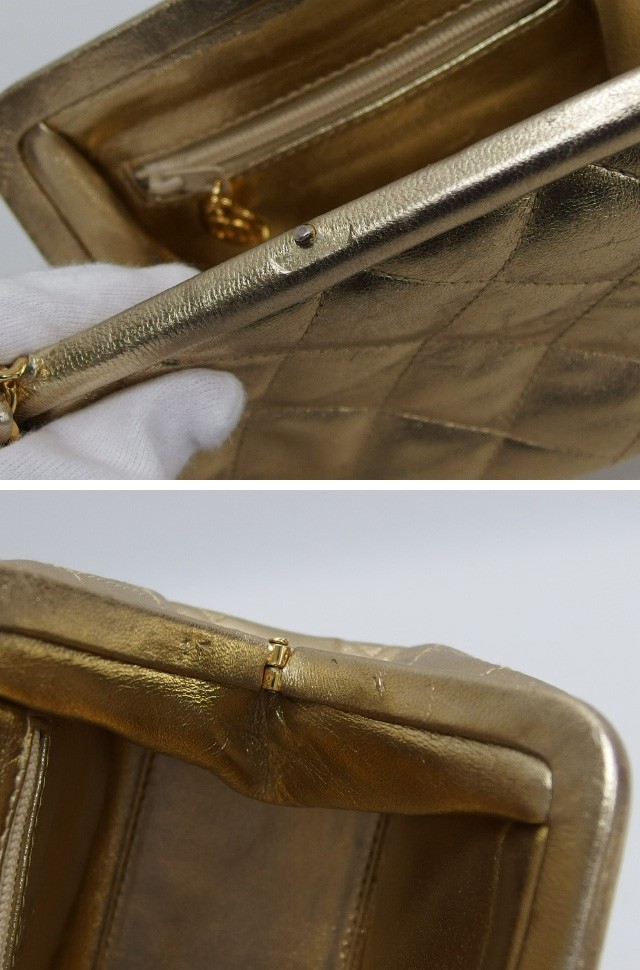 Chanel Matelassé Clasp Chain Shoulder Bag, Metallic Gold　1CH01519