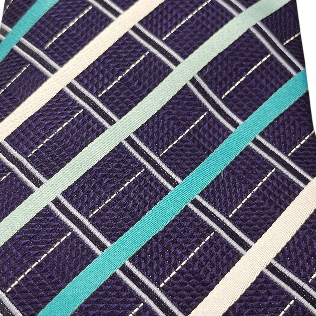 62″ Charles Wain by Uomo Venetto Mens Tie Silk Blue Teal White Business