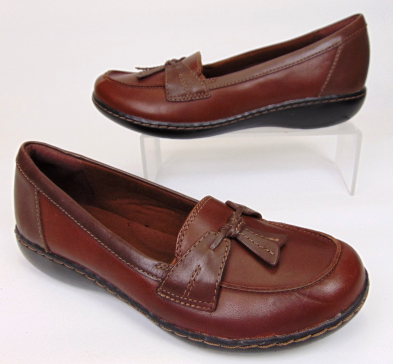 Clark Collection Women’s Ashland Lily Dark Tan Leather Loafers Size 8.0 M,