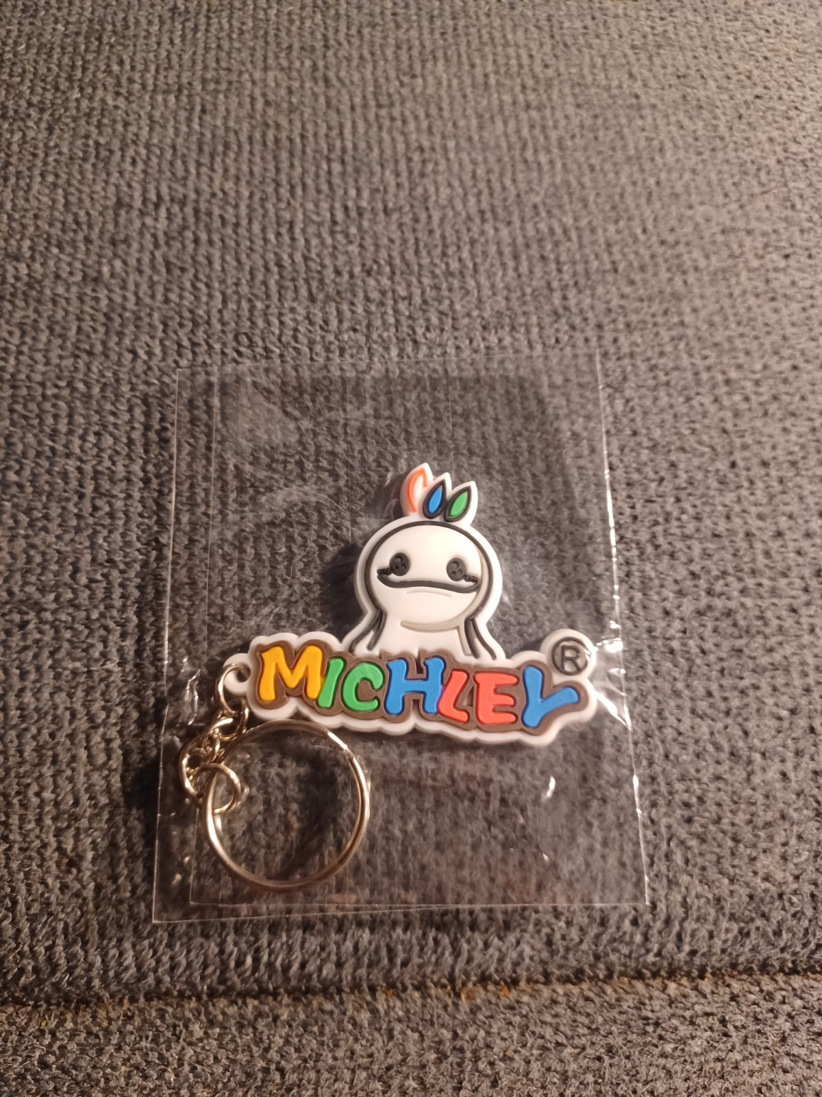 Michley Keychain New 2-3/8″x1-3/4″ White Black Yellow Green Blue Pink Multicolor