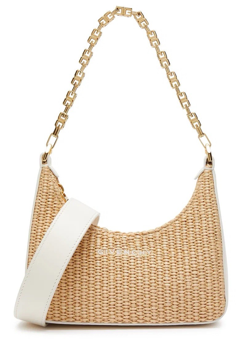 Givenchy Moon Cut Out Mini Shoulder Bag in Raffia with Chain