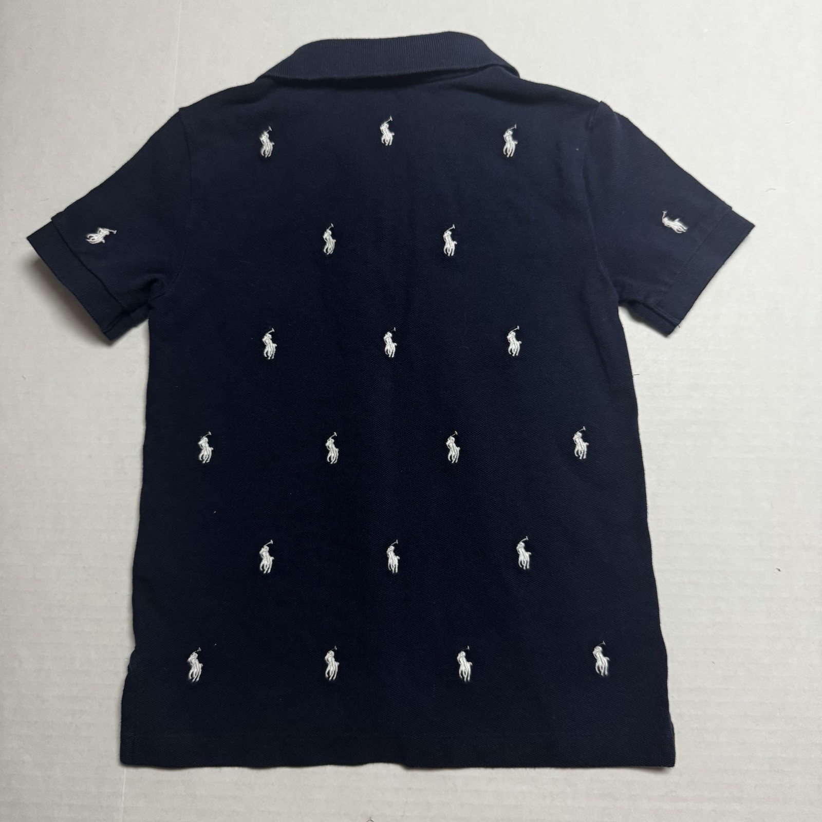 Polo Ralph Lauren Kids’ Embroidered Pony All Over Polo Shirt In Navy Size: 4/4T