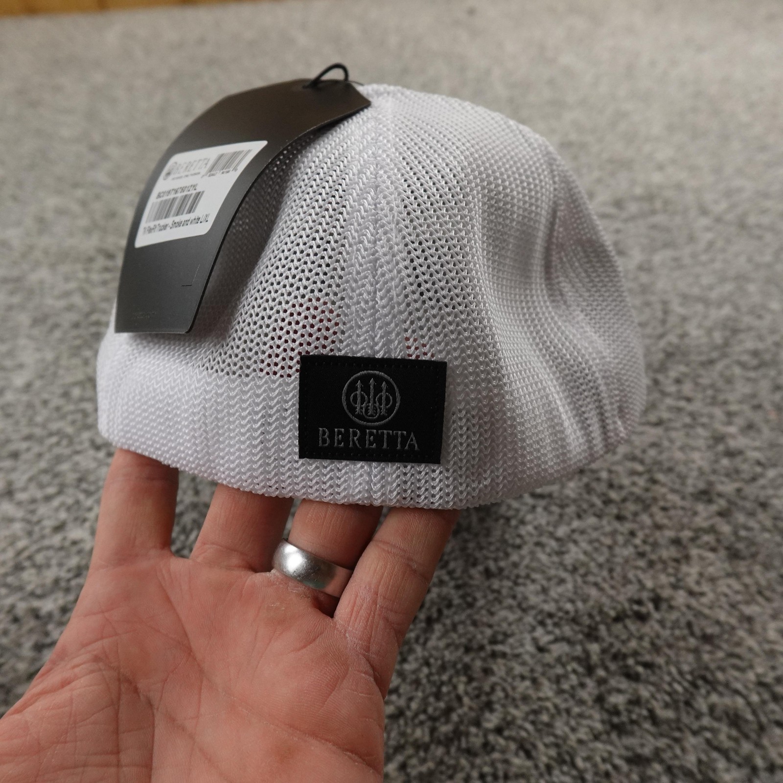 NEW Beretta Hat Cap Fitted Mens XL Blue White Trucker Logo Mesh Outdoor Hunting