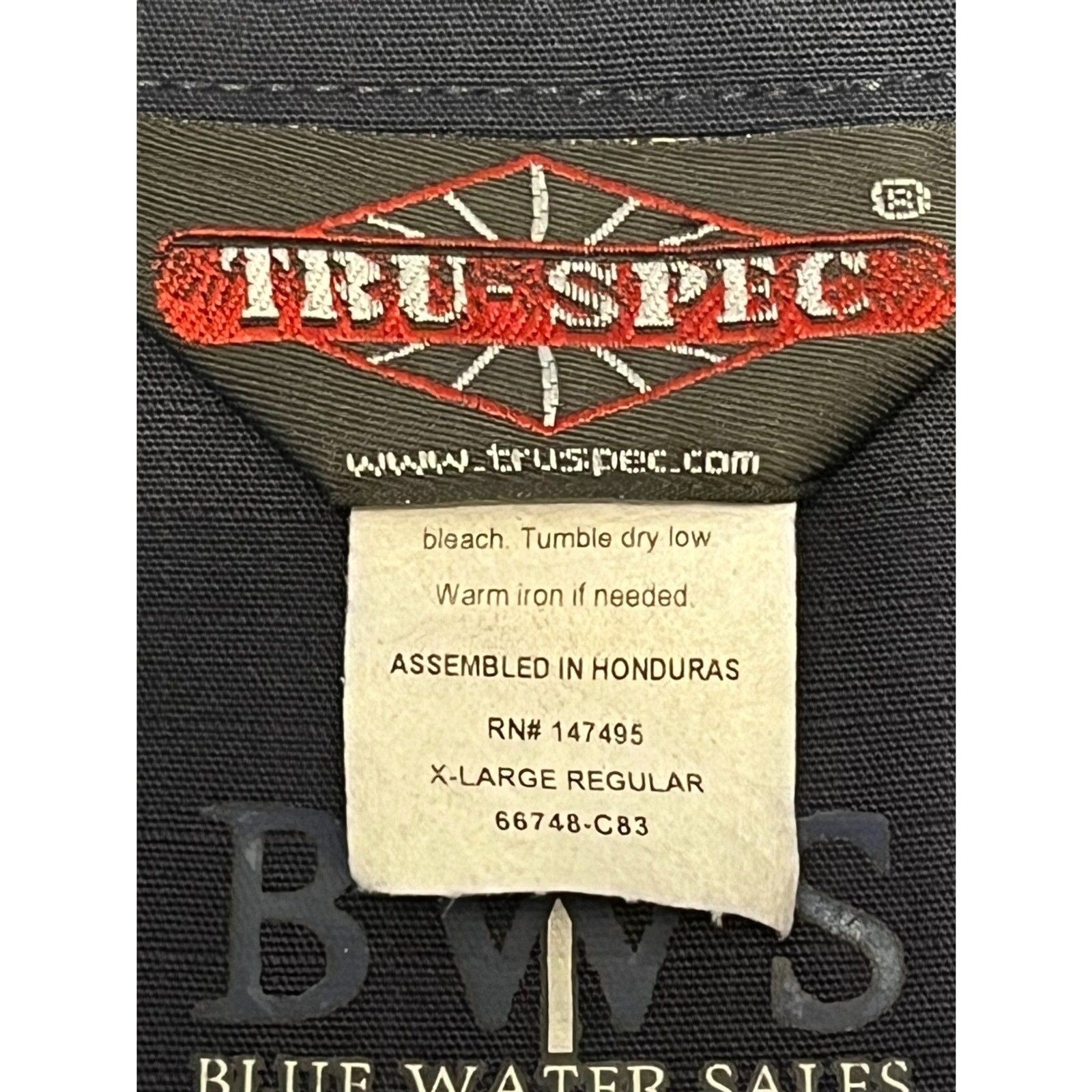 Tactical Field Shirt Rip-StopMens Blue XL PolyCotton Long Sleeve Button Front