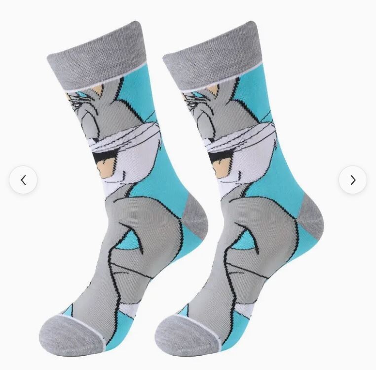 Bugs Bunny Cartoon Novelty Crew Socks, Adult Shoe Size 7-10, S1