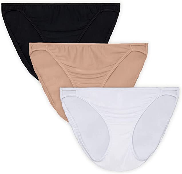 3 Pack Vanity Fair Radiant String Bikini Panty BLK/WHT/ROSE Size ~ 5 6 7 8 9 10