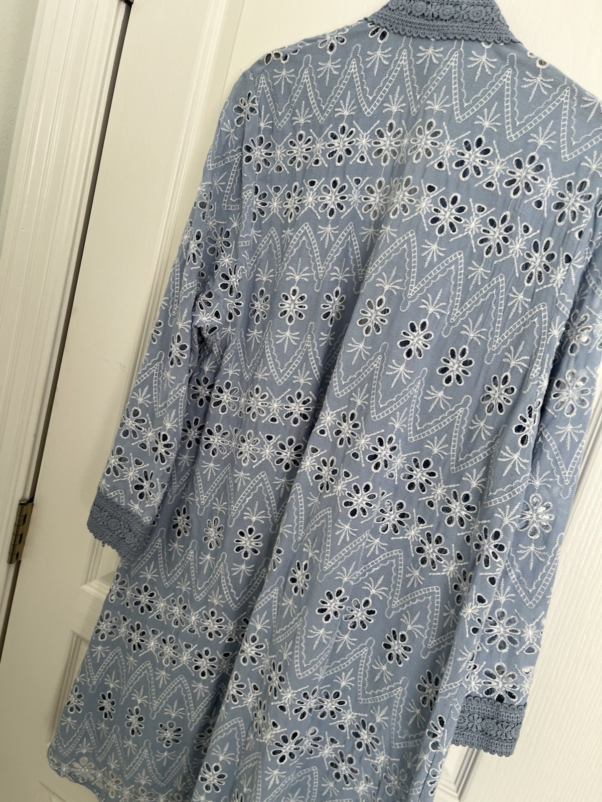 Time For Me Blue Eyelet Kimono Jacket/coverup/robe Size L/XL
