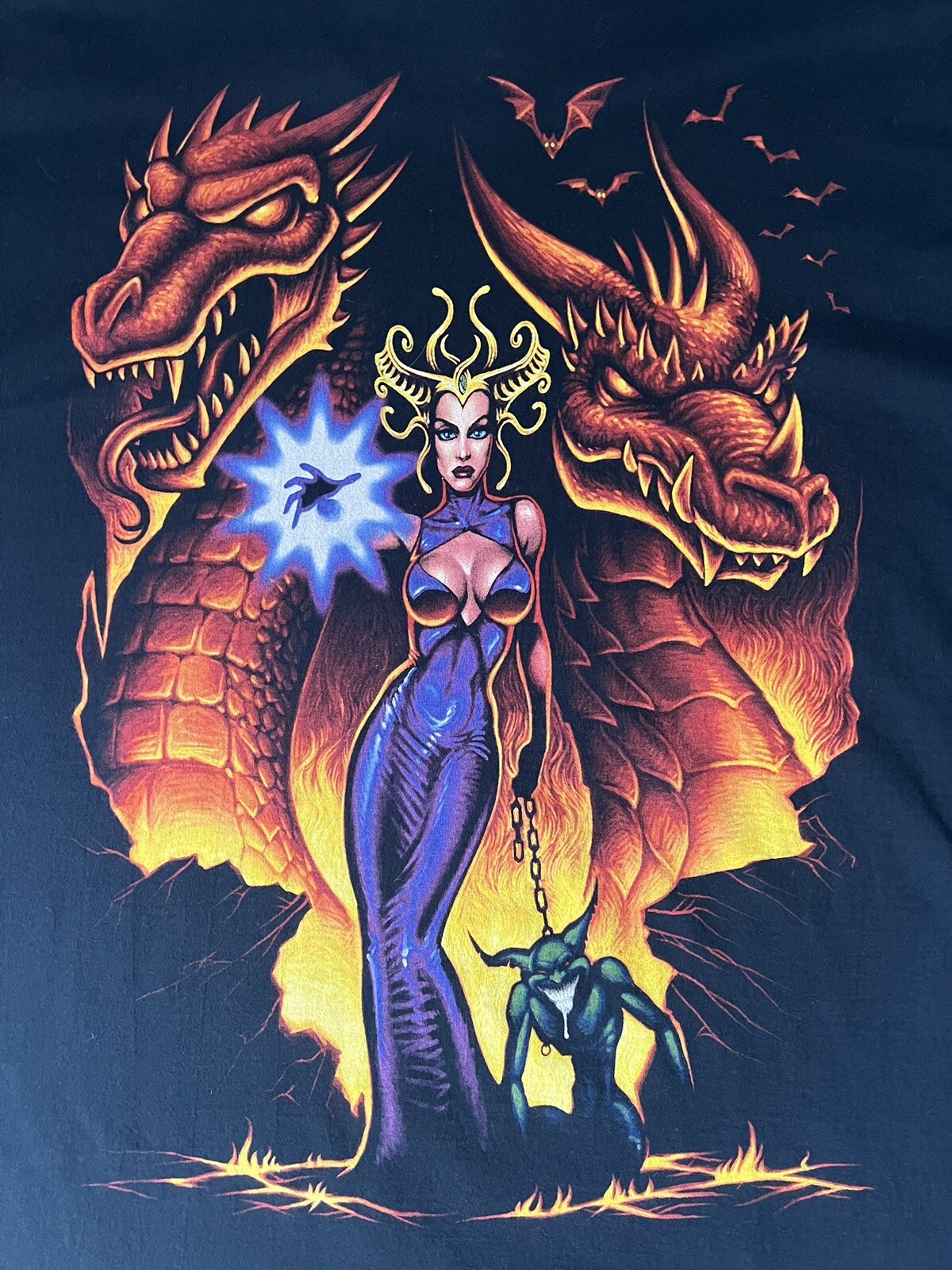 vintage 90s Liquid Blue AIO Dragon Priestess Sorceress shirt – XXL White tag 2XL